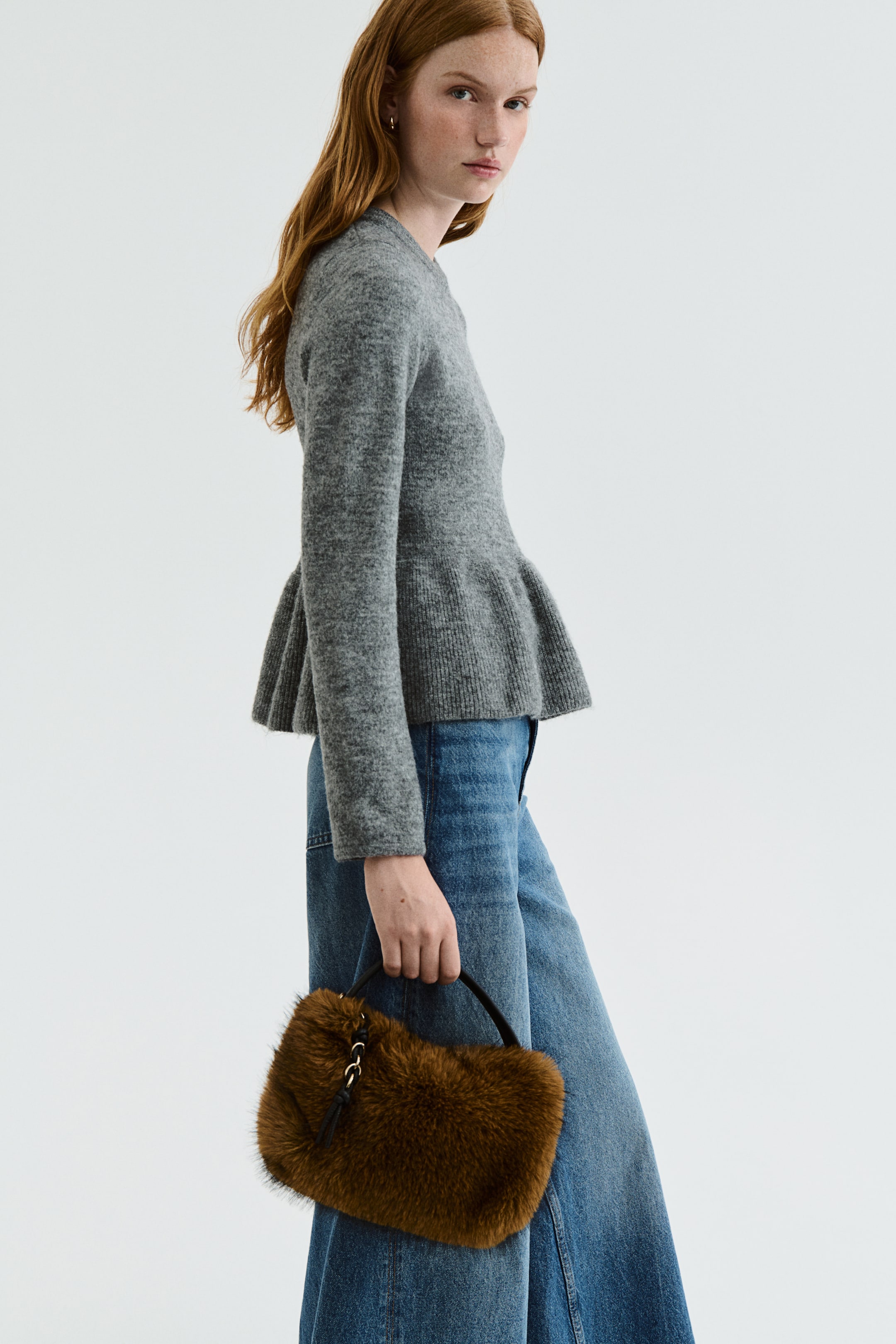 Ampliar la imagen: Peplum jumper - Grey marl - Ladies | H&M MX 1