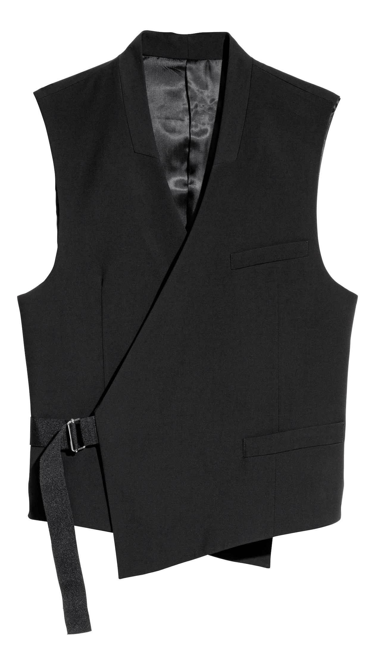 Suit waistcoat with tie belt Black Men H&M