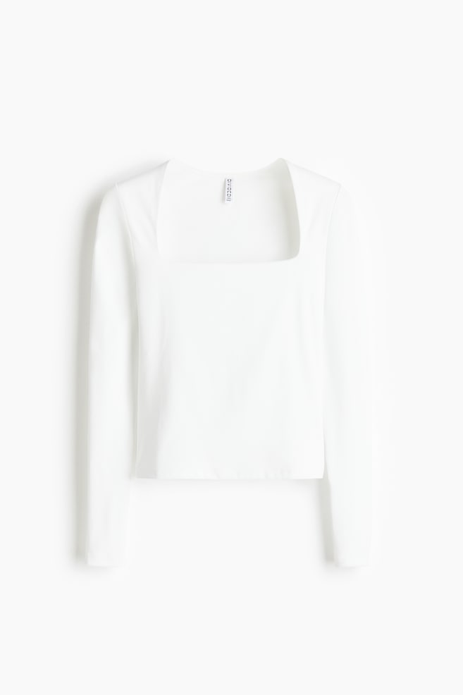 Long-Sleeved Microfiber Top - White/Dark brown/Burgundy/Black - 1