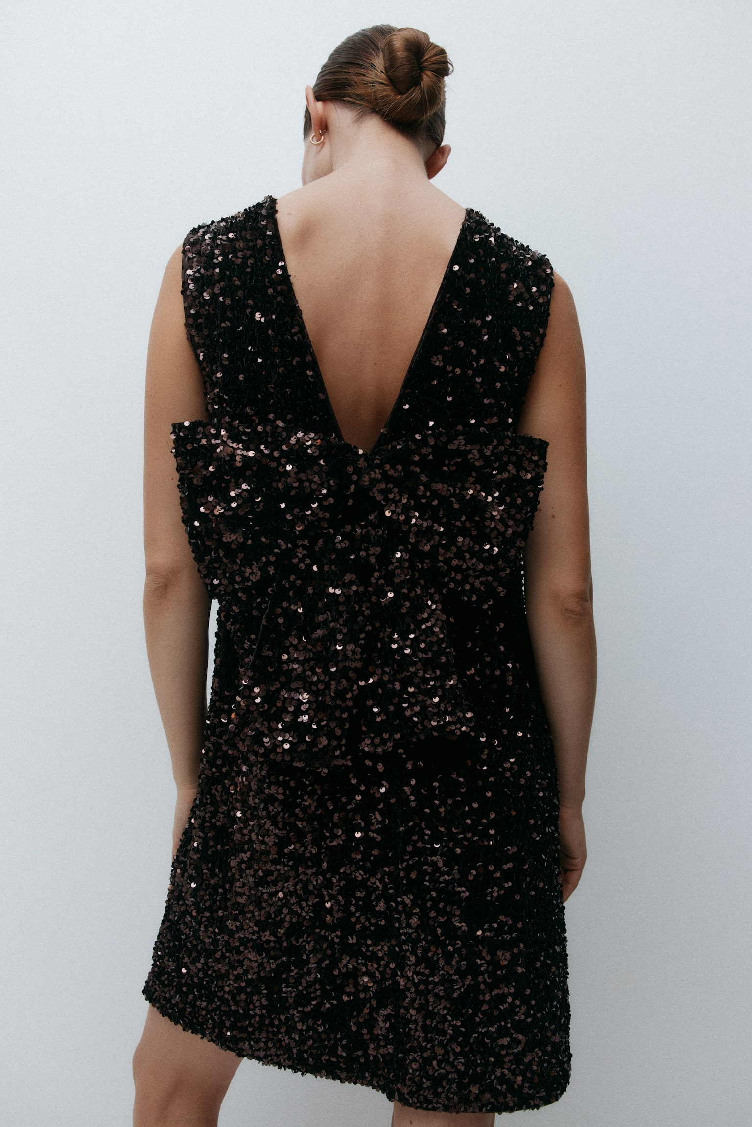 MAMA Bow-detail sequined dress - Dark brown/Dark green/White/Black - 3