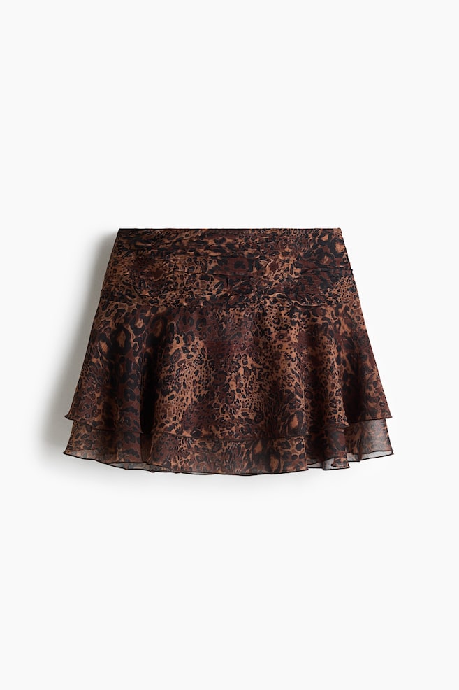 Tiered mini skirt - Brown/Leopard print - 1