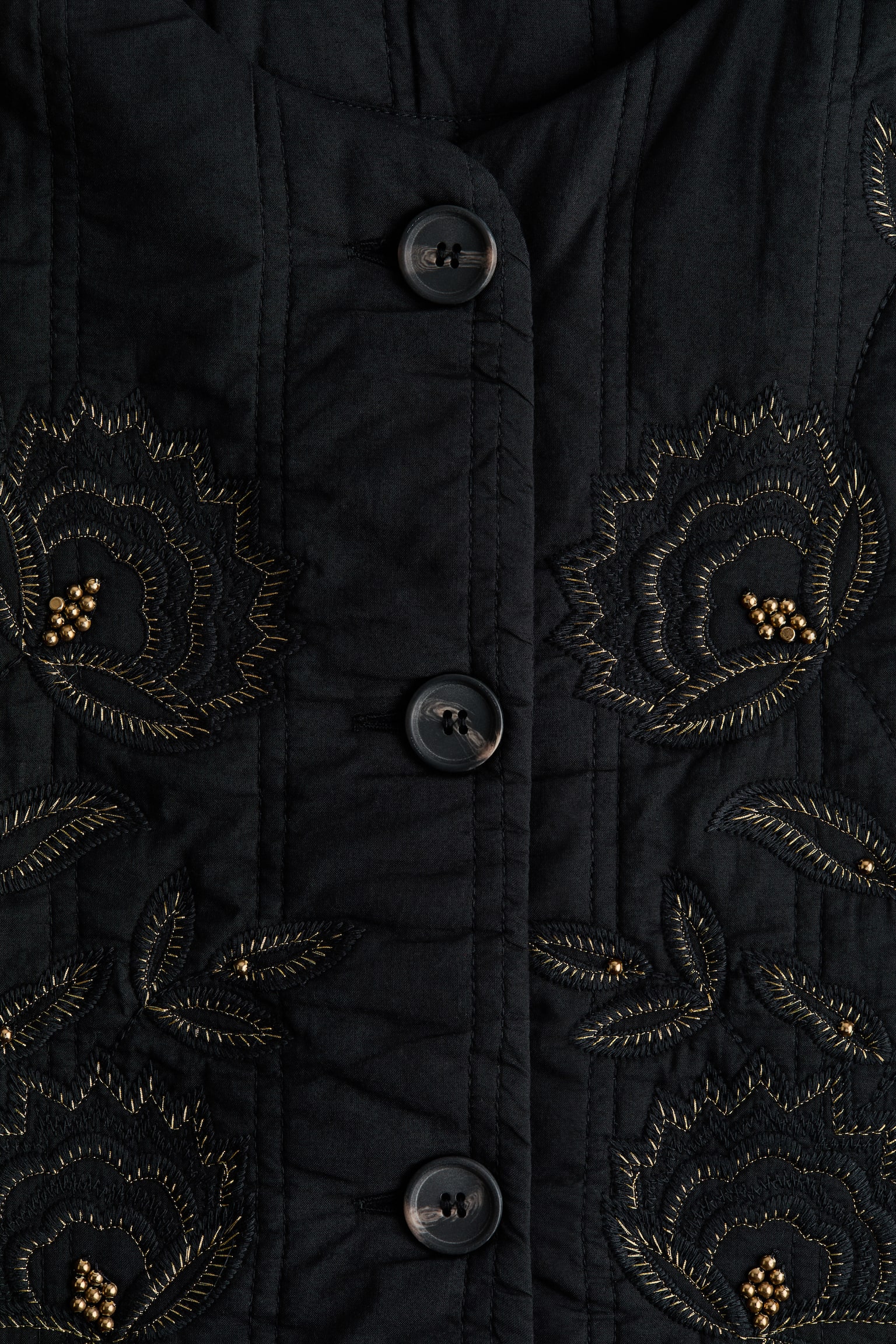 Quilted cotton jacket - Black/Floral - 6