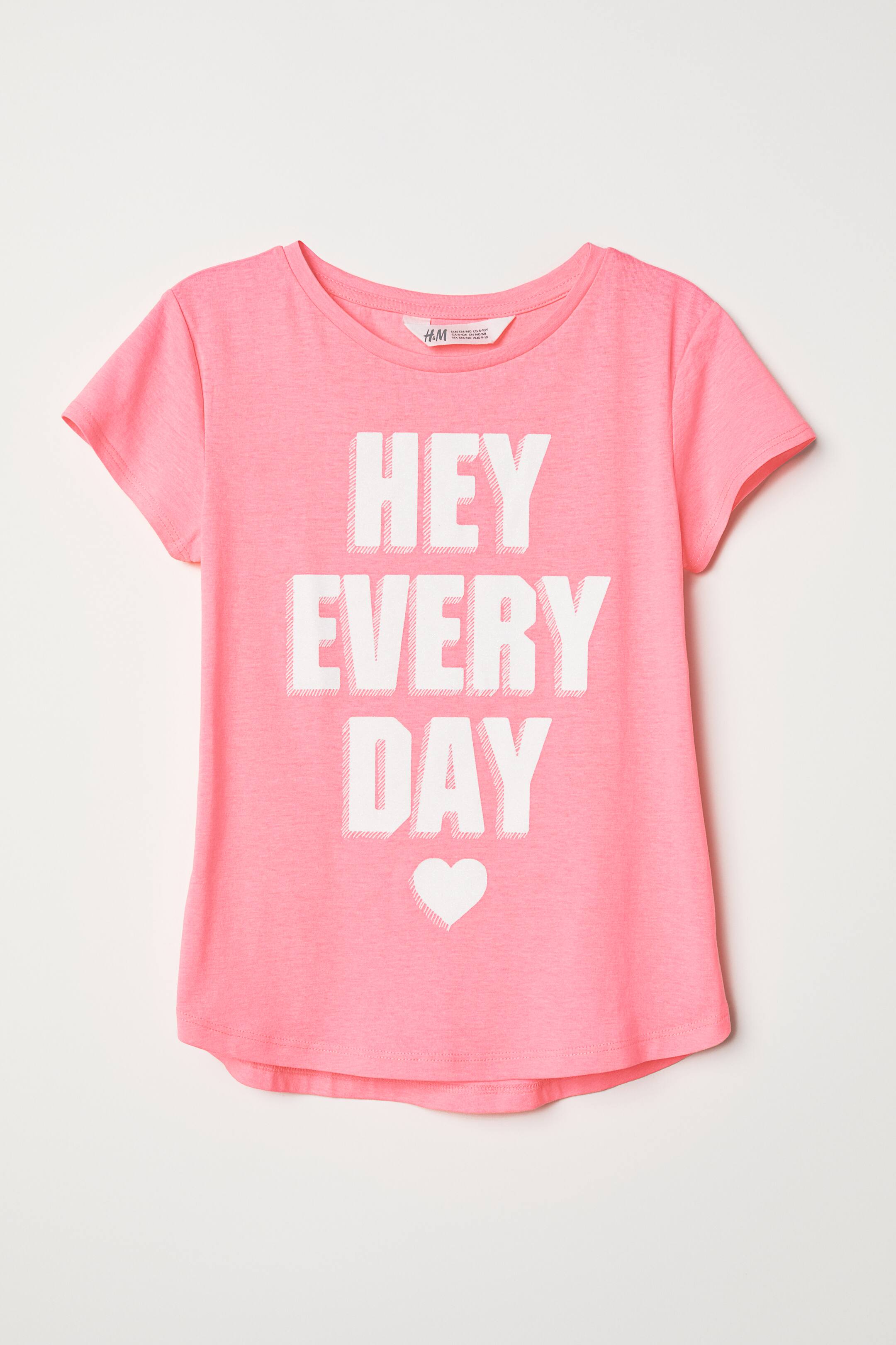 View larger image: Printed T-shirt - Pink/Hey Everyday - Kids | H&M IN 1