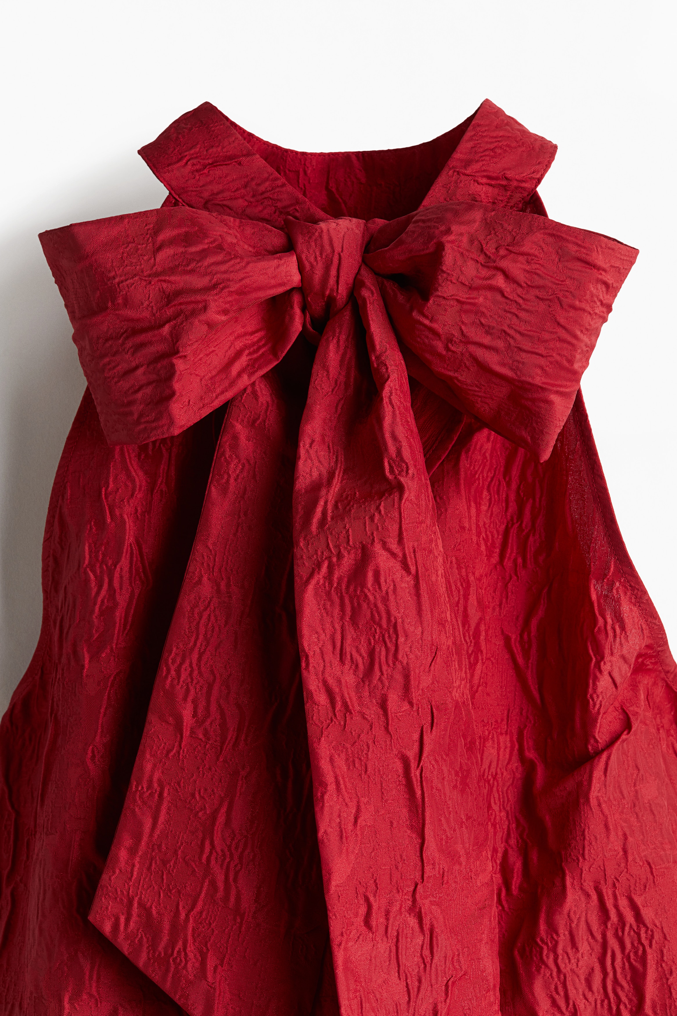 h&m red bow dress Women's Red Jacquard-Weave Dress with Bow at Back