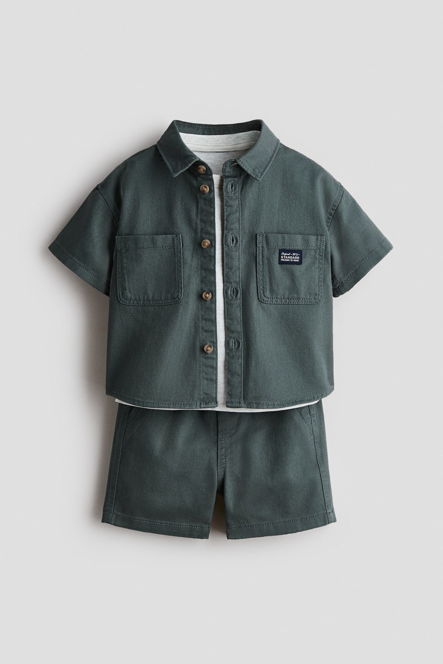 3-piece cotton set - Dark green/Beige/Brown - 1
