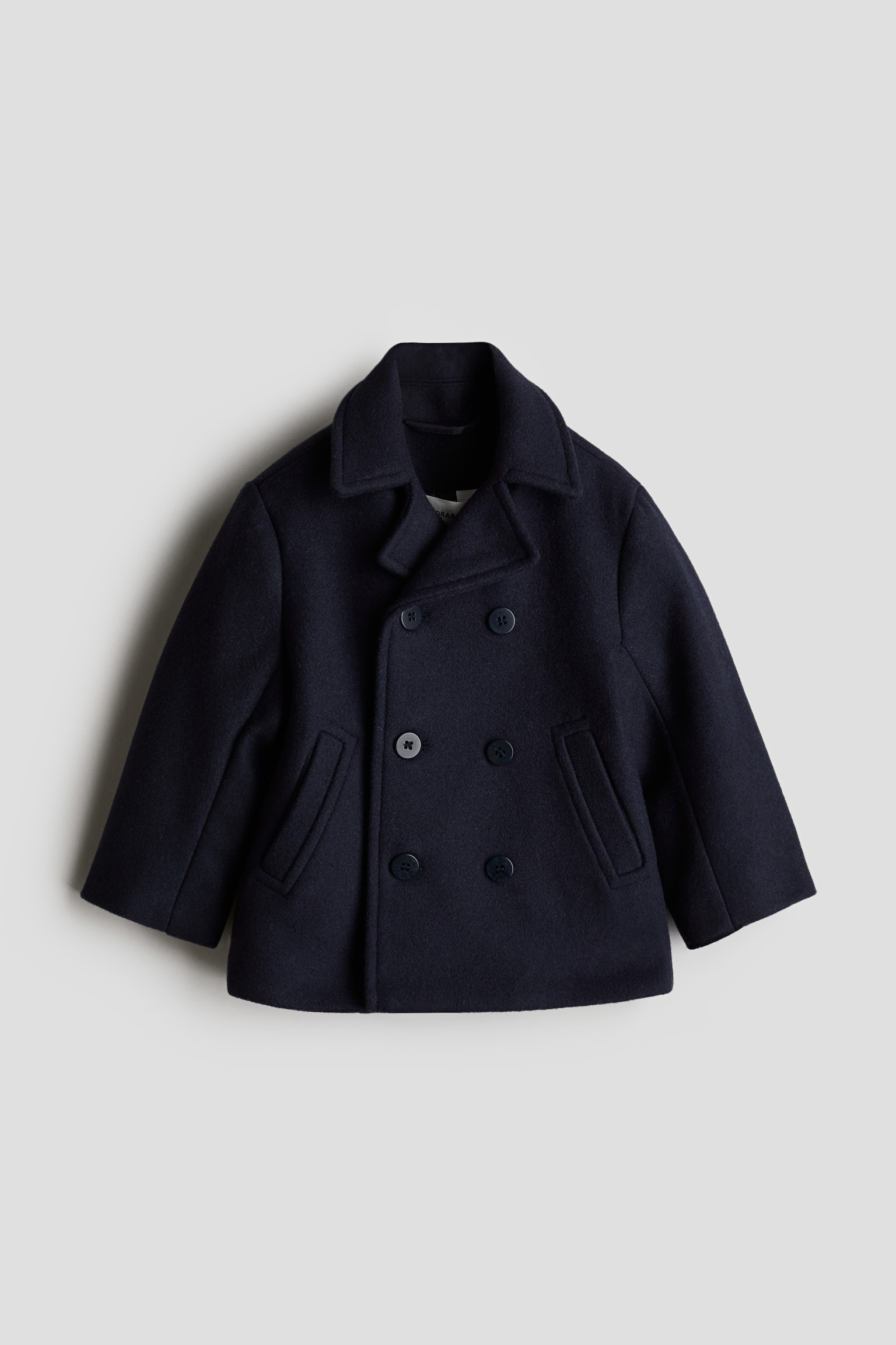 Wool-blend pea coat - Navy blue - 1