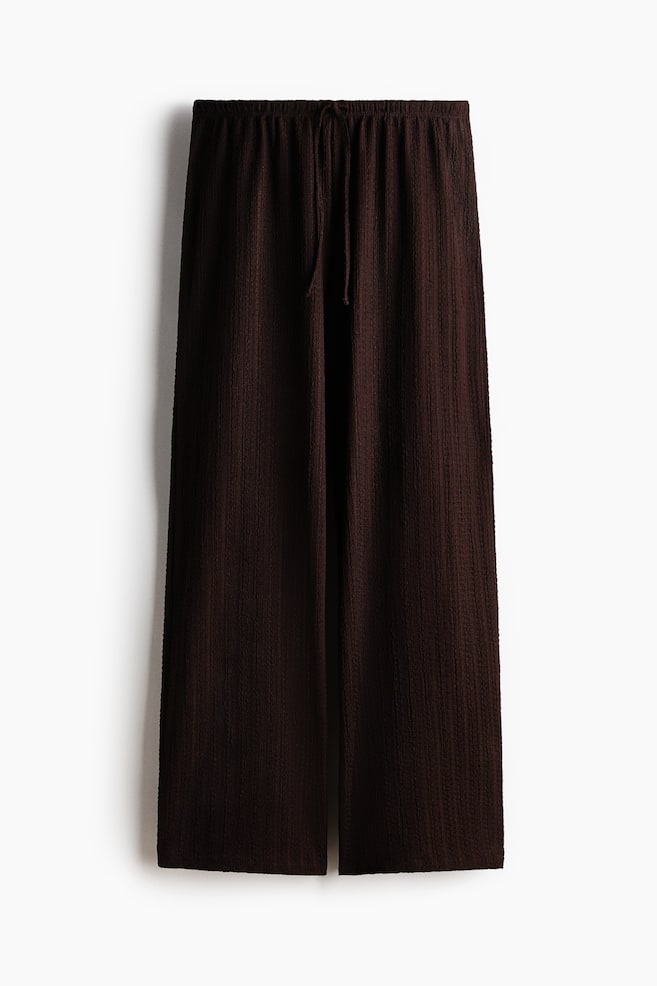 Textured Jersey Drawstring Pants - Dark brown/Light beige/Dark blue - 1