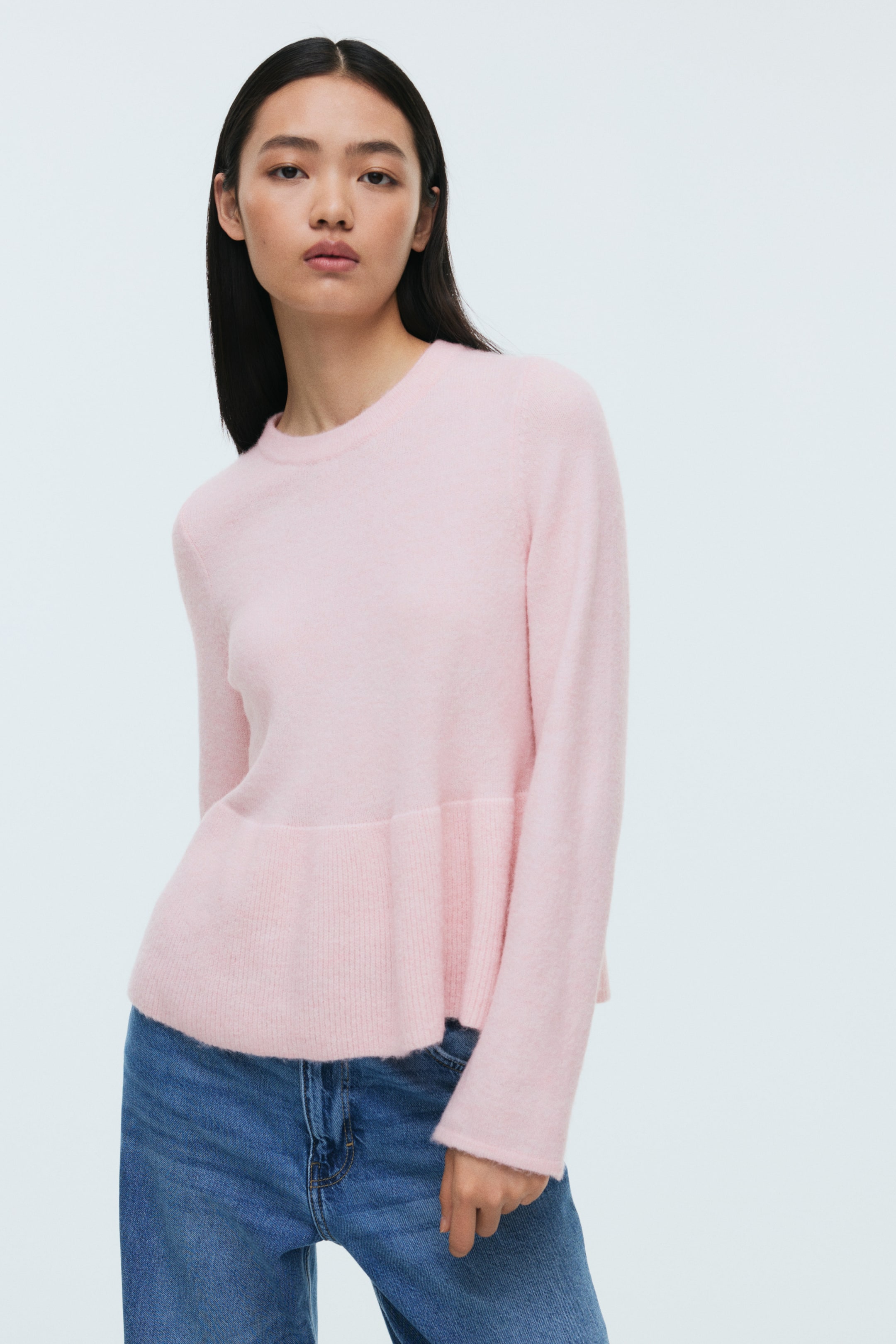 拡大画像を表示: Peplum jumper - ライトピンクメランジ - レディース | H&M JP 1