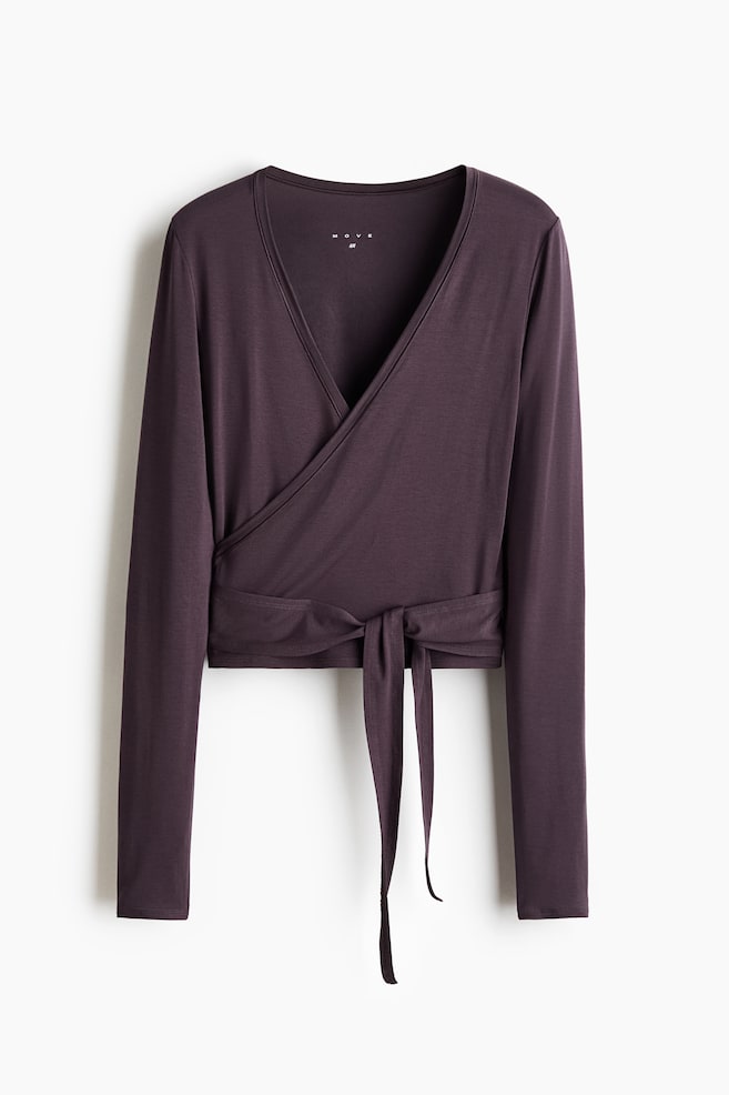 Sports Wrap Top in Modal - Plum purple/Black/Ivory white/Chocolate plum/Lilac/Apricot/Warm brown/Ivory - 1