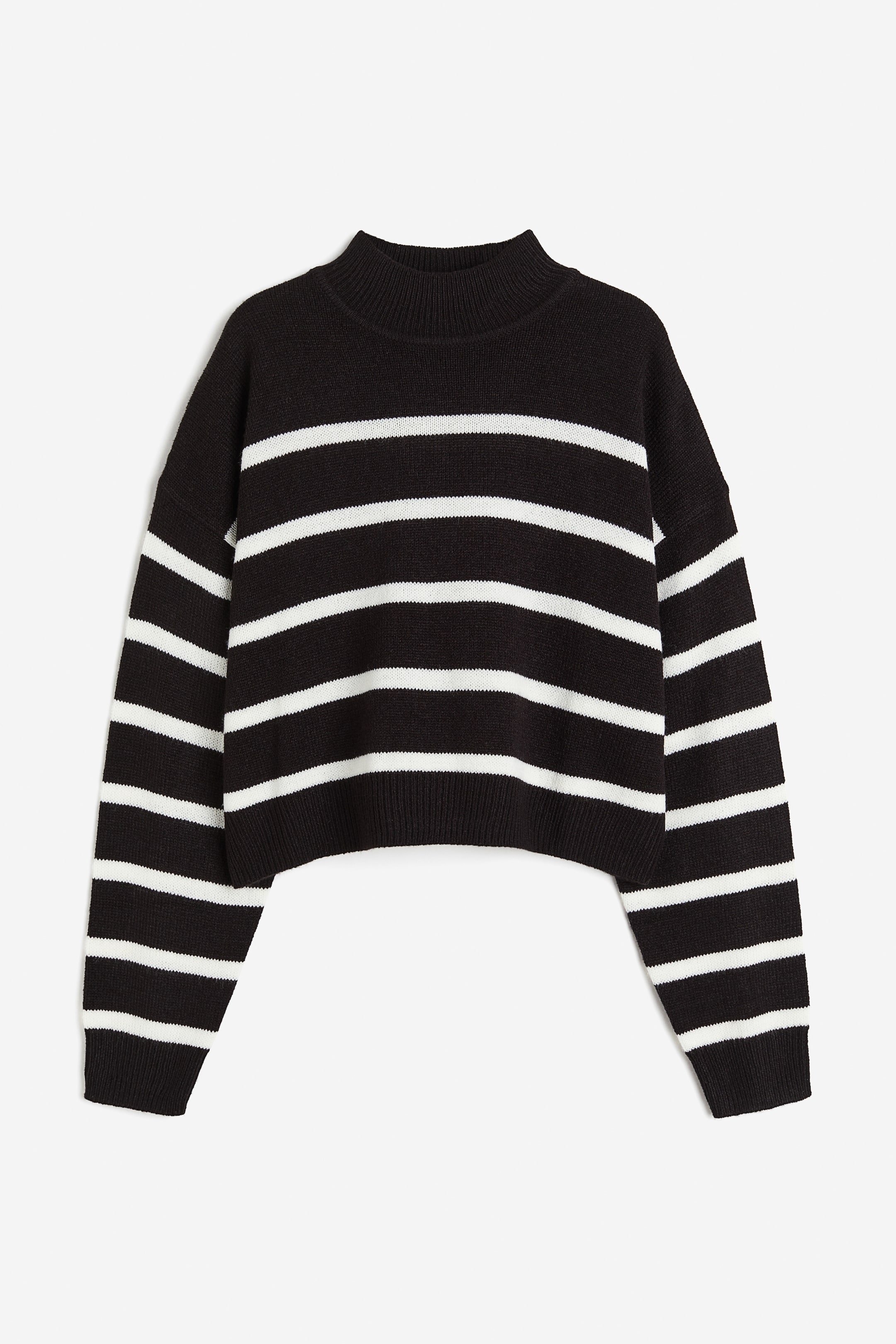 Sweater - Round Neck - Long sleeve - Black/striped - Ladies | H&M US