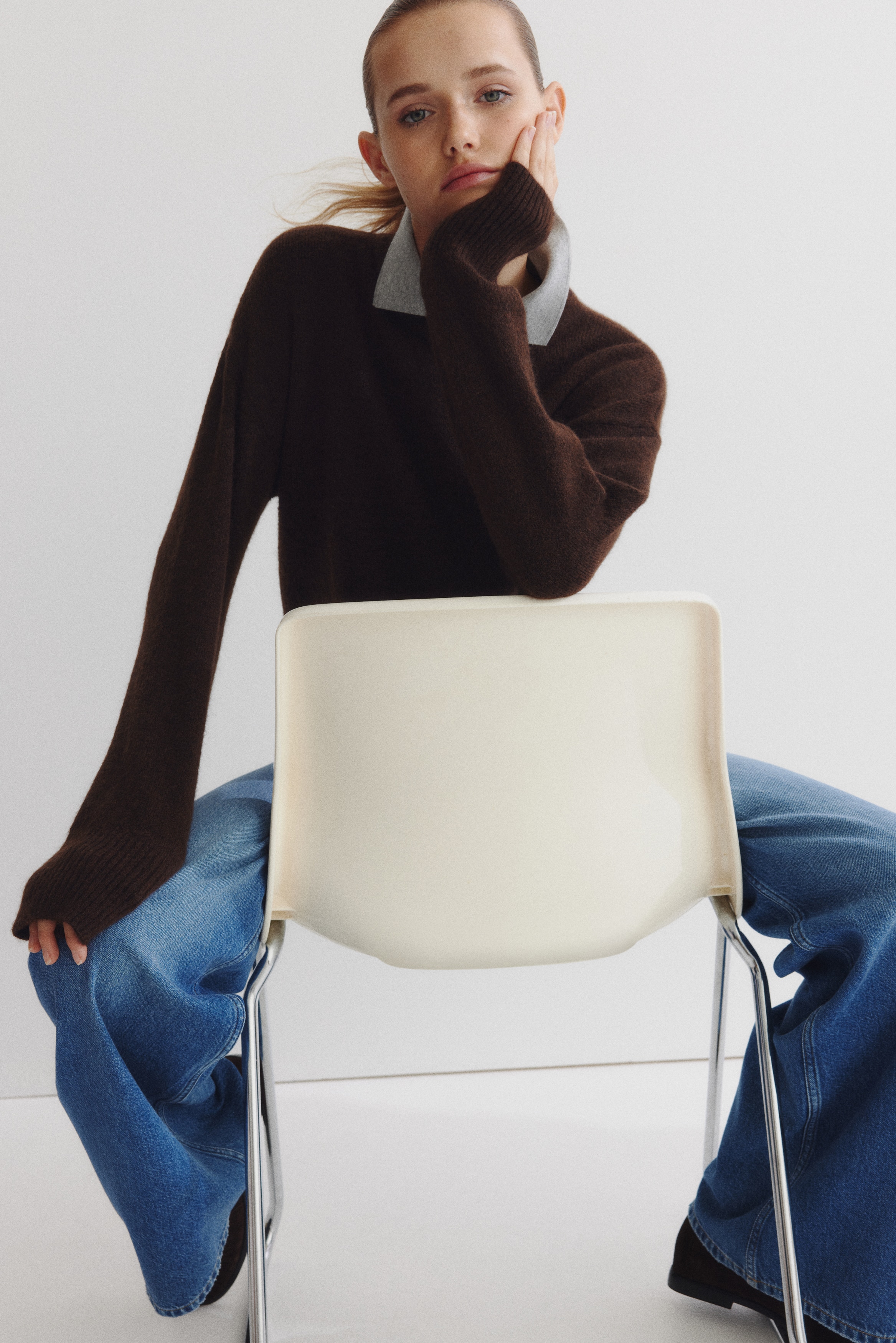 L様 ニットFダークブラウン ファインニットセーター - ダークブラウン - レディース | H&M JP