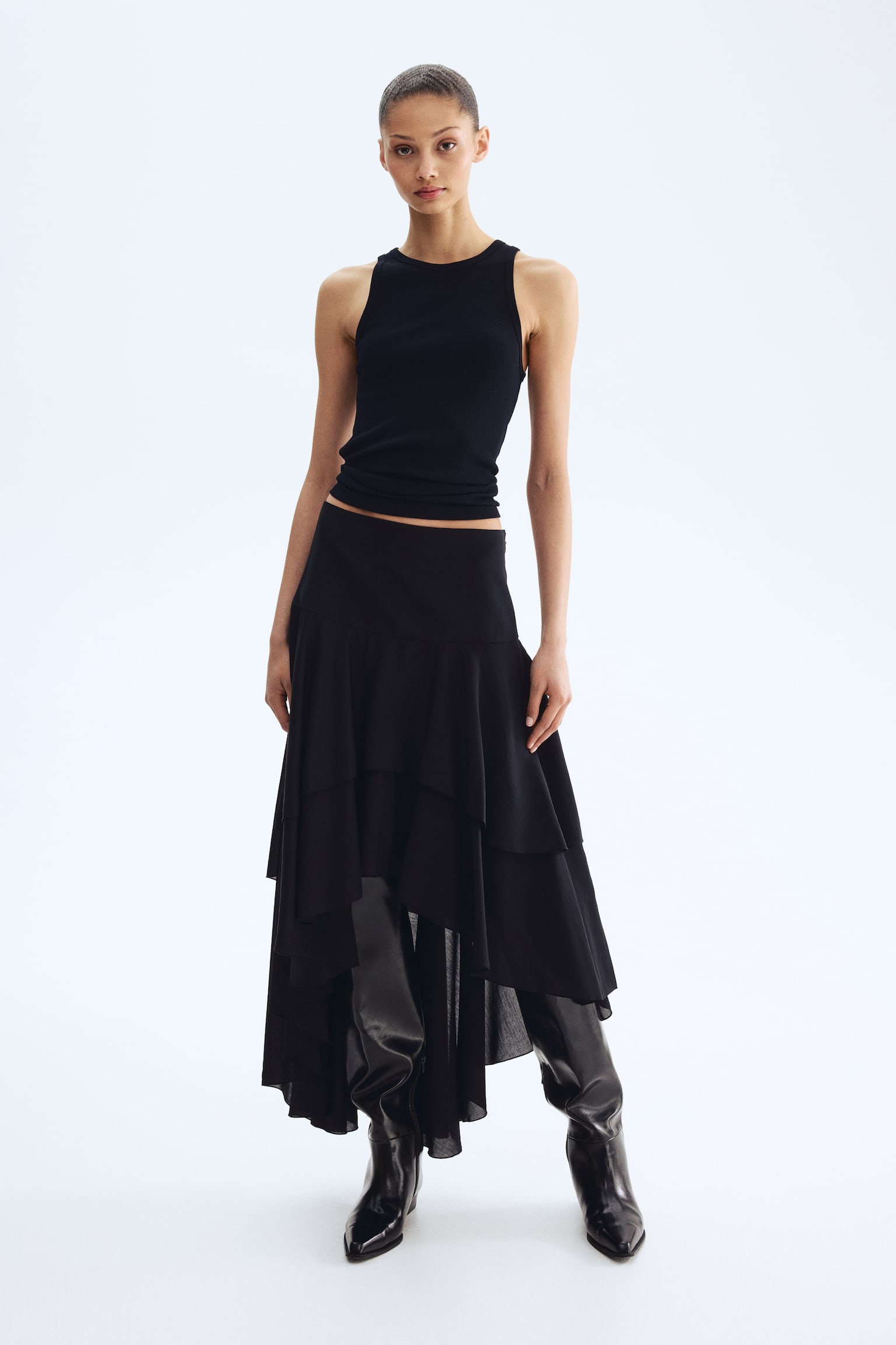 Tiered skirt - Black - 3