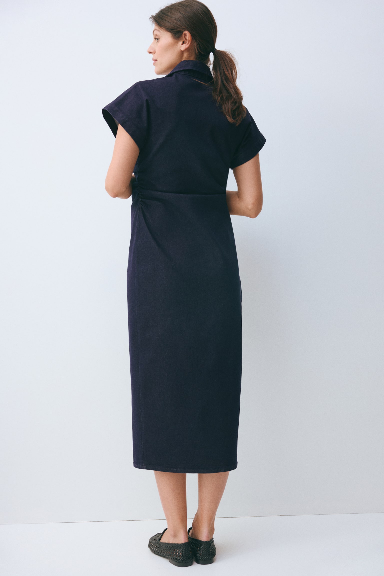 MAMA Short-sleeved denim dress - Dark denim blue - 5