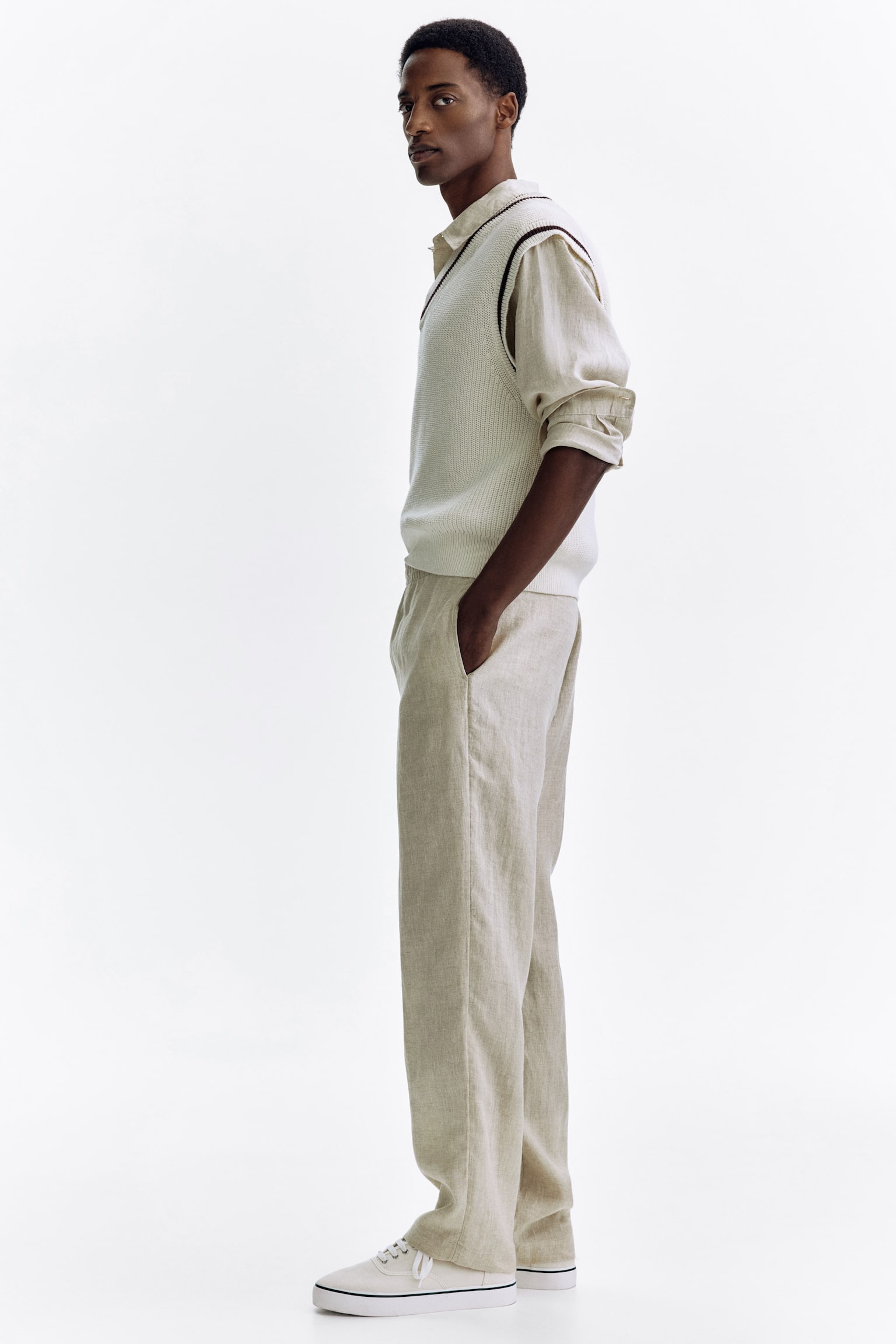 Regular Fit Linen trousers - 3