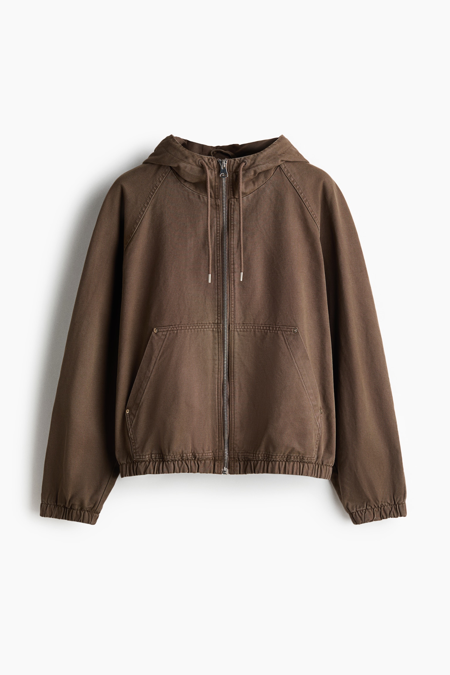 Hooded Cotton Workwear Jacket - Washed brown/Black - 1