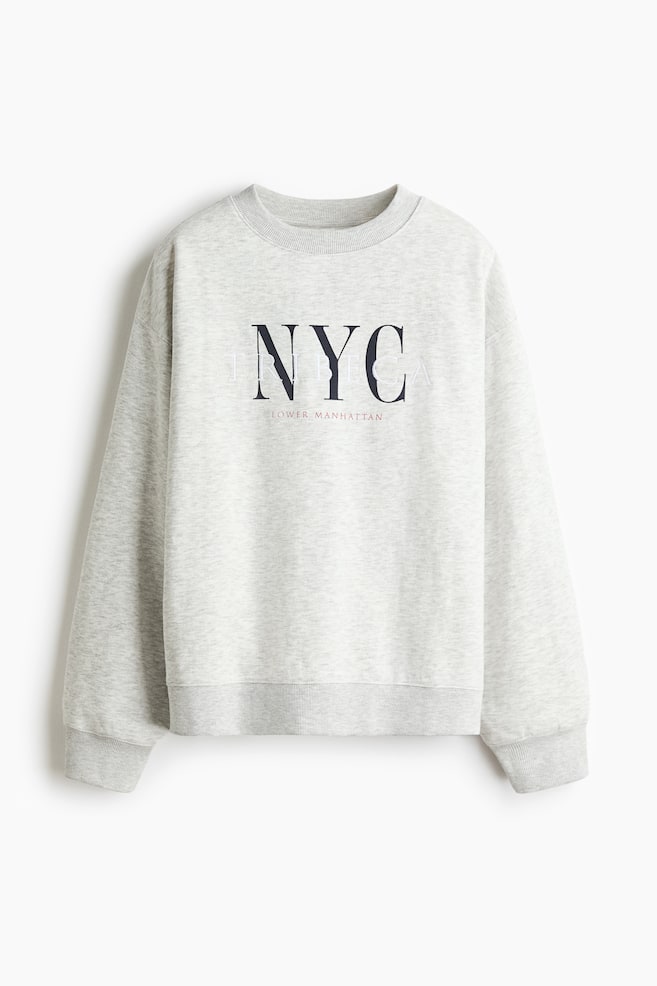 Sweatshirt with Text Motif - Light gray melange/NYC/Dark gray/Brunch/Light gray/Athletics/Orange/Paris/Cream/Le Club/Navy blue/Paris/Rust red/Paris/Light turquoise/Art Collective/Burgundy/Running Club/Olive green/Ce Soir - 1