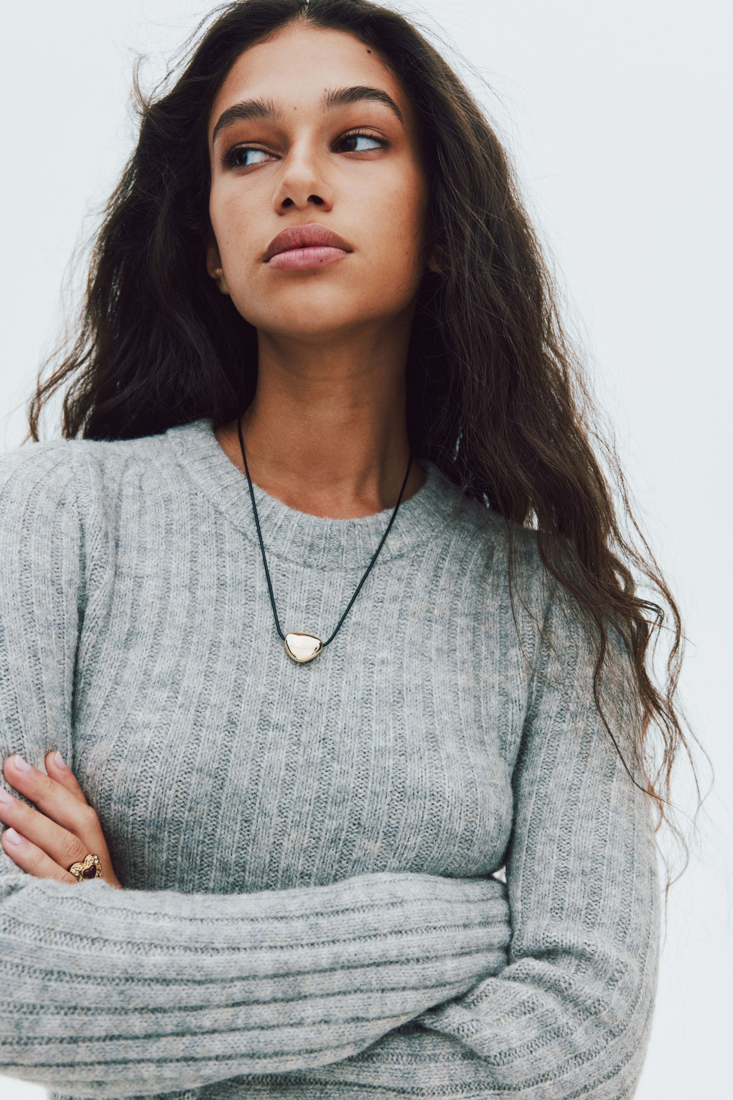 S oneshoulder shirt knit dress グレー S oneshoulder shirt knit dress グレー Nicole Knit Dress