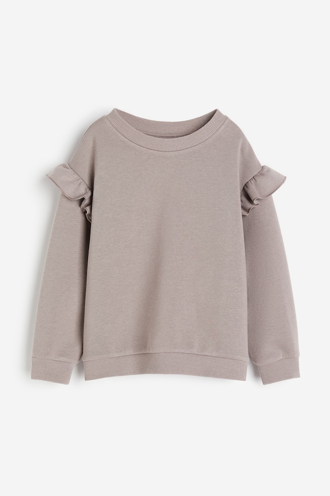 Frill-trimmed sweatshirt - Greige/Natural white/Navy blue/Light pink - 2