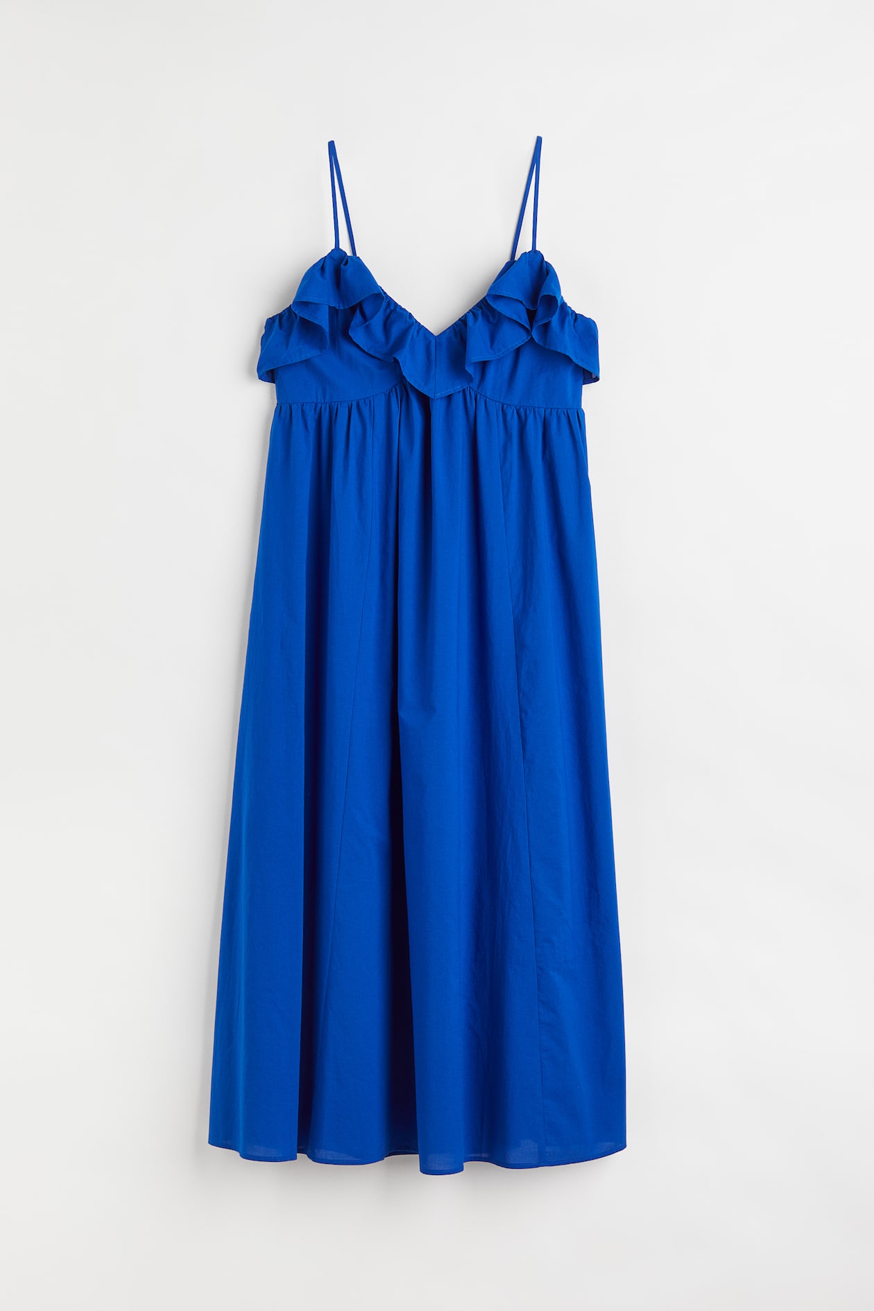 Flounce-trimmed Dress - V-neck - Sleeveless - Cornflower blue - Ladies ...