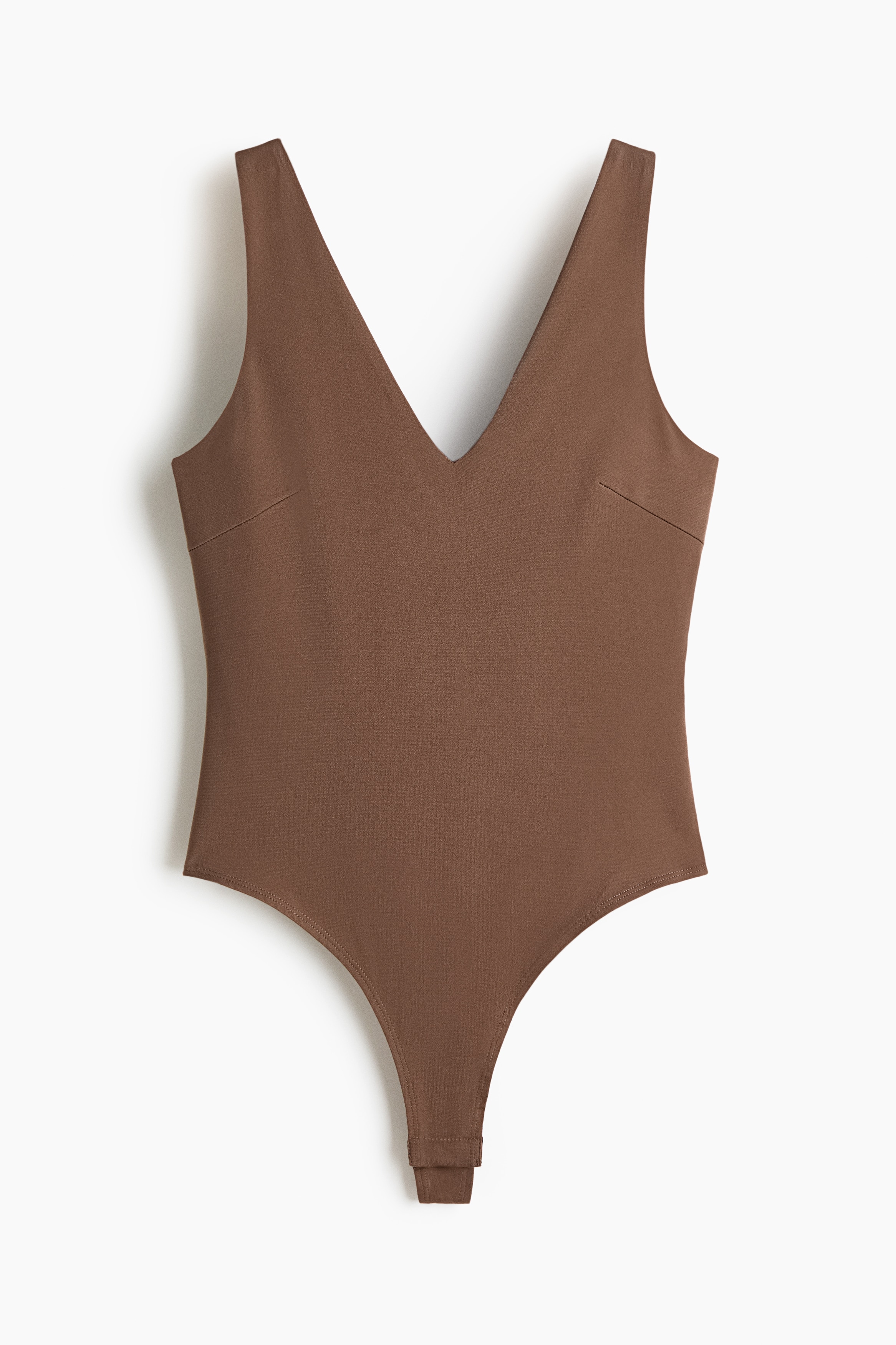 V-neck jersey body - Dark mole/Black/White