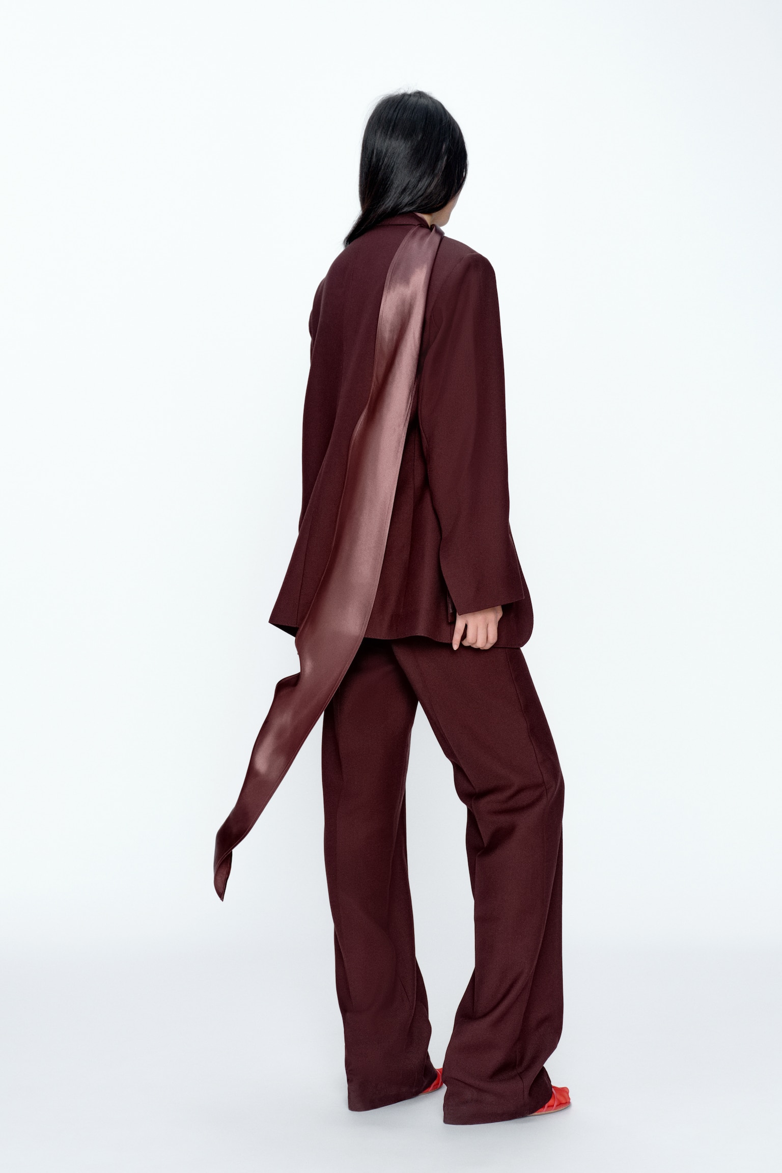 Wool-Blend Jacket - Burgundy/Gray melange - 6