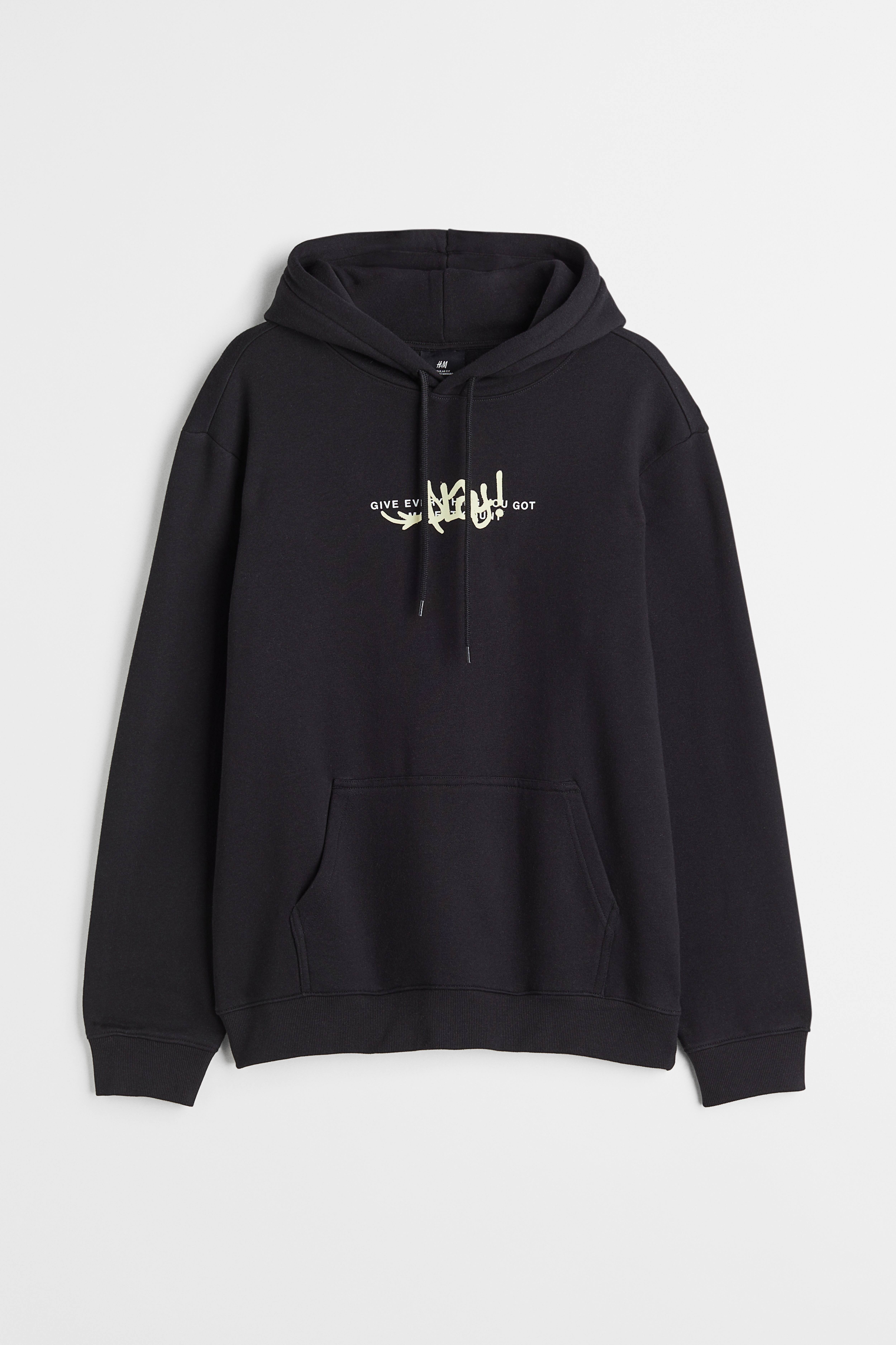 H&m mens black hoodie best sale