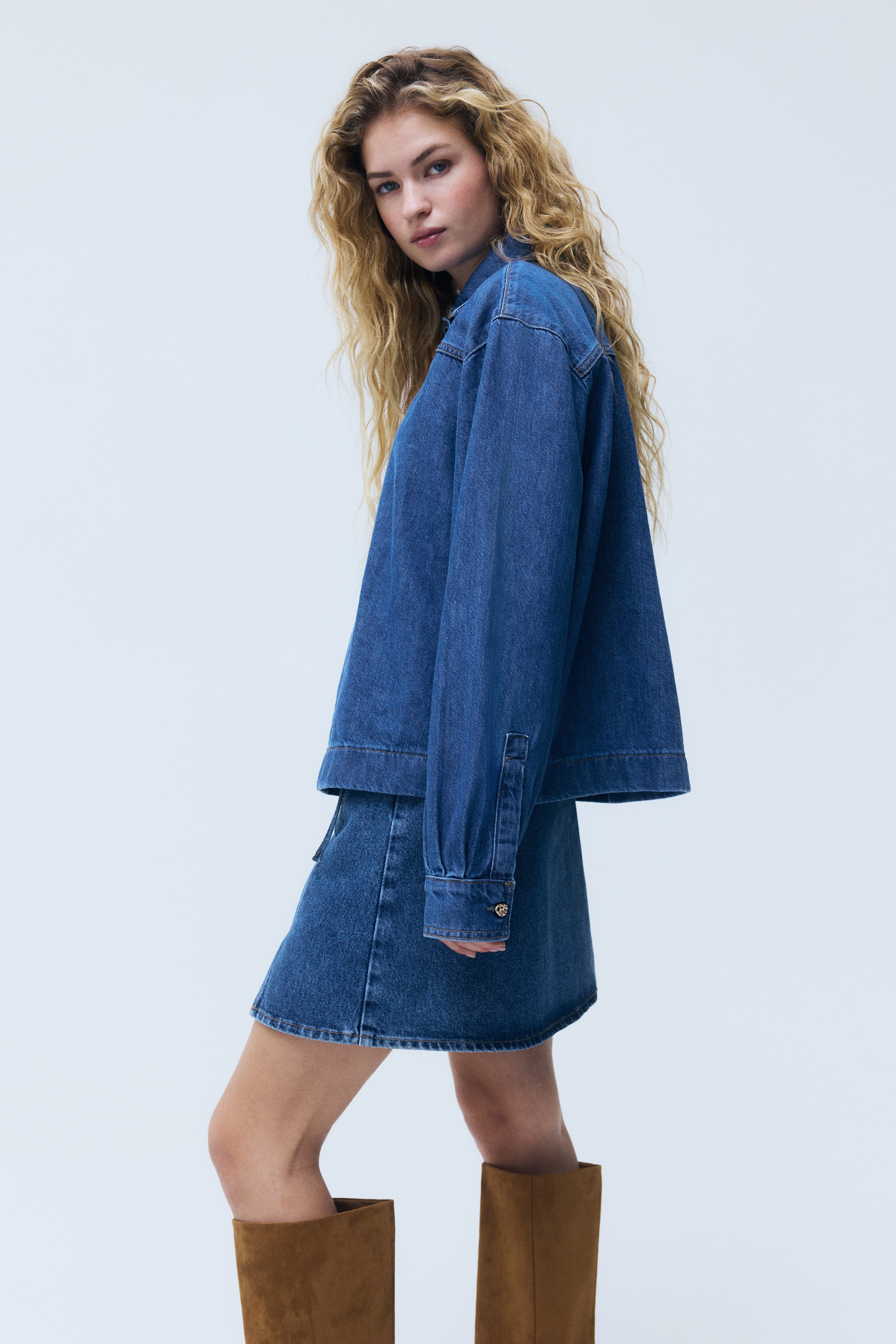 Denim popover shirt