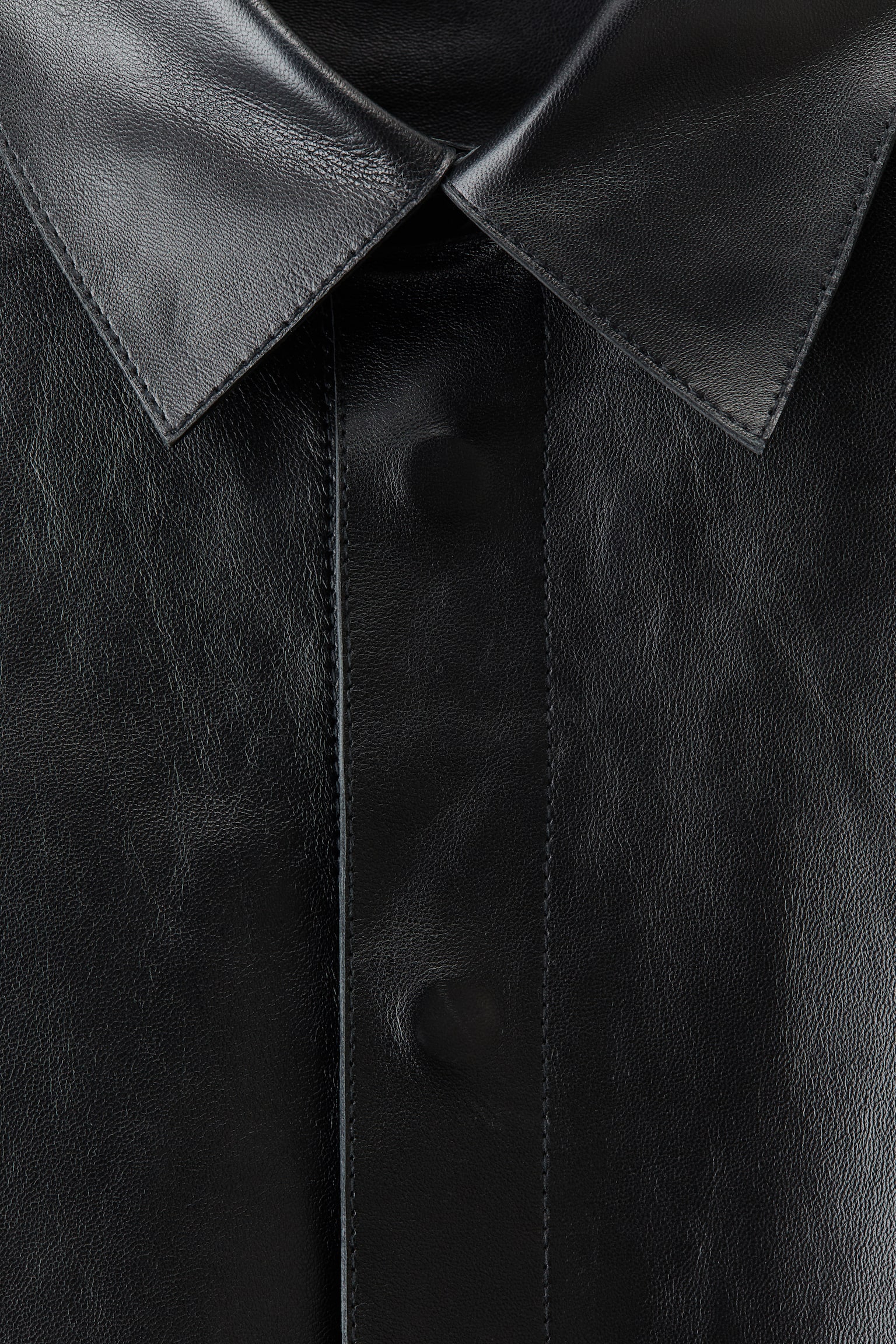 Мужская рубашка H&M Leather Overshirt, цвет: Чёрный — фото 7