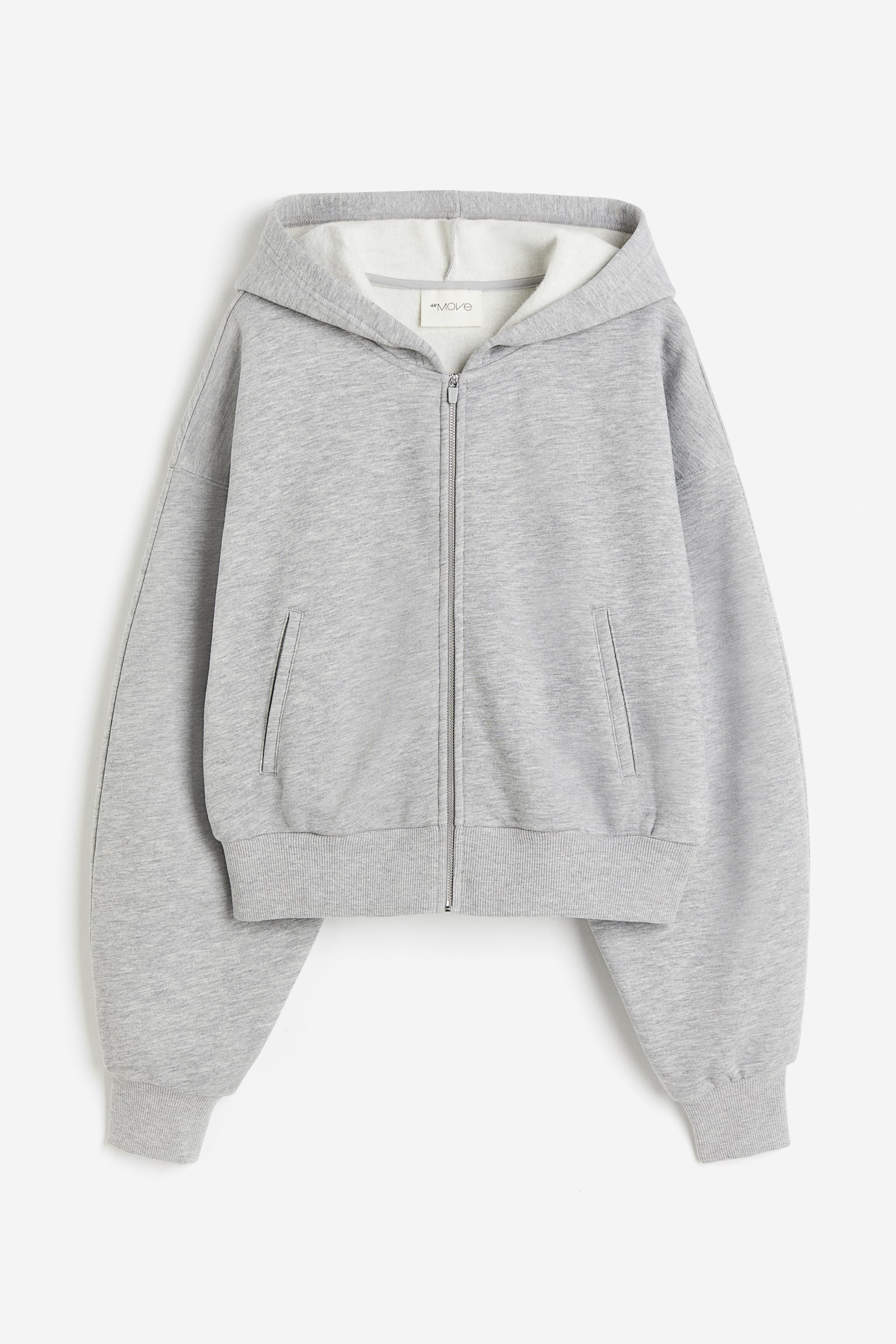 Sports zip-through hoodie - Light grey marl/Light grey marl/White/Dark red/Black - 2