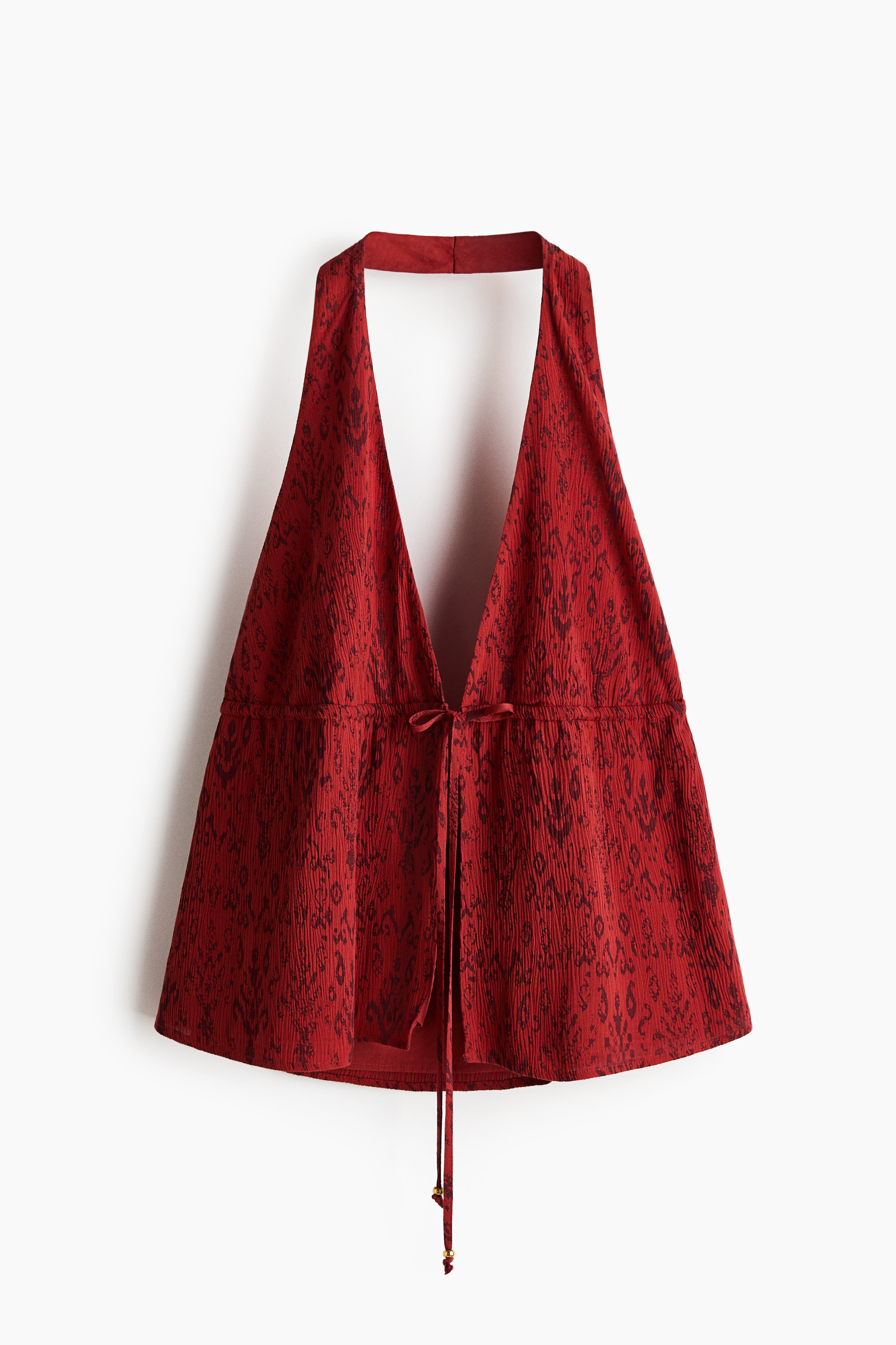 Viscose halterneck top - Red/Patterned/White