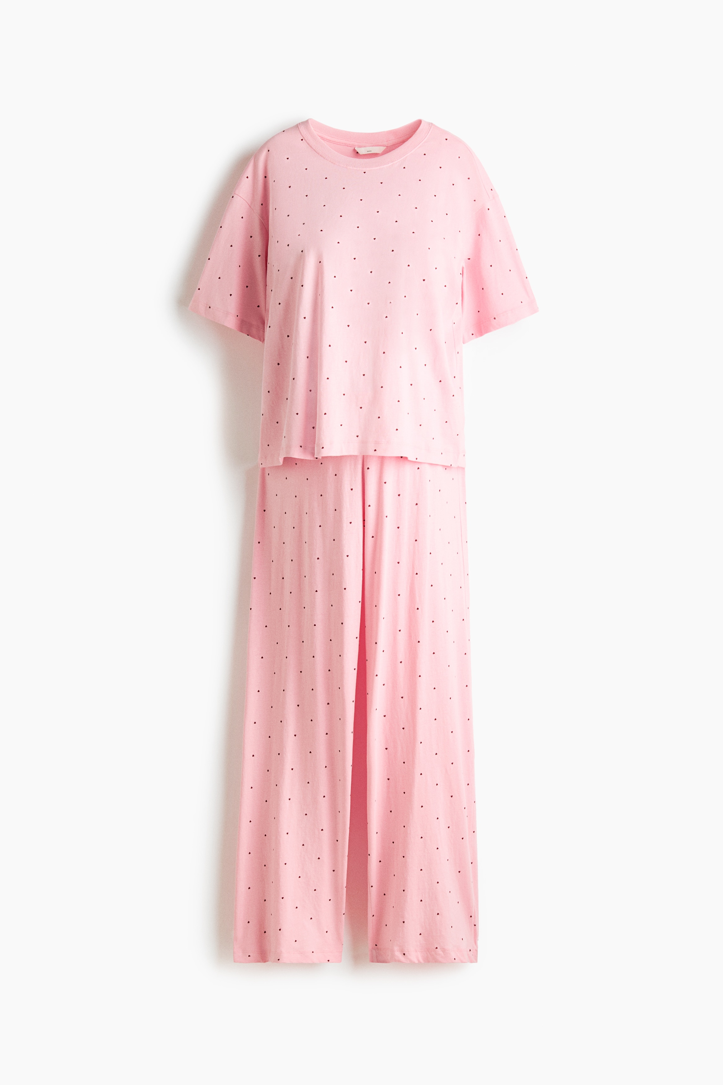 MAMA Pijama Before & After de algodón - Rosa claro/Corazones/Crema/Flores azules