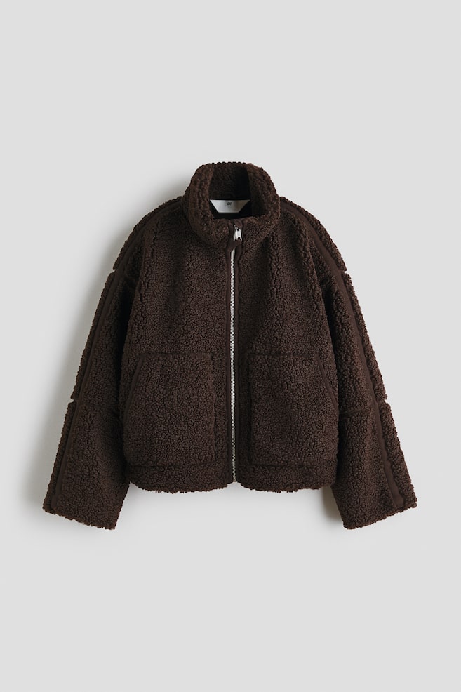 Teddy Fleece Jacket - Dark brown/Light beige/Cream - 1