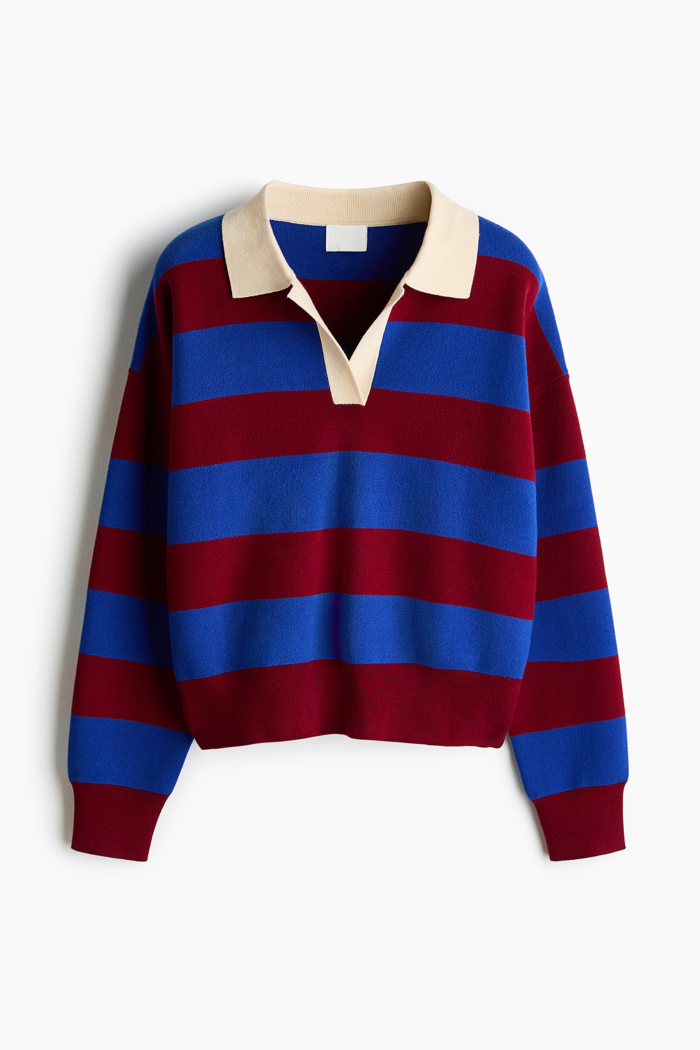 Oversized polo shirt - Bright blue/Striped/Navy blue/Striped