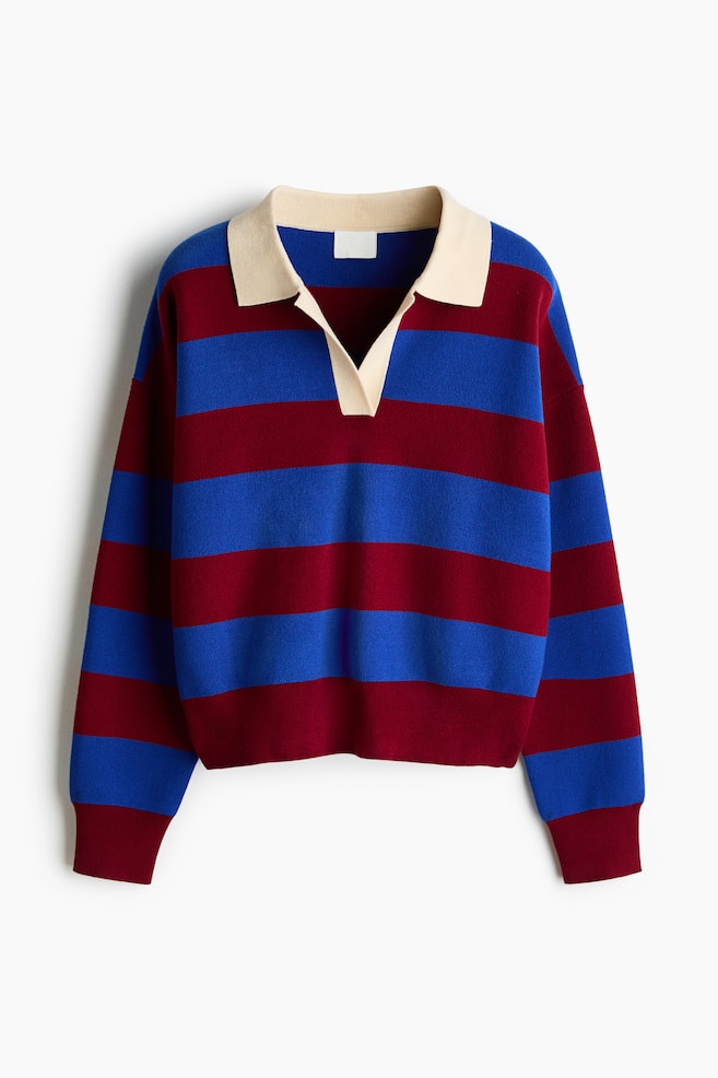 Oversized Polo Shirt - Bright blue/striped/Navy blue/striped - 1