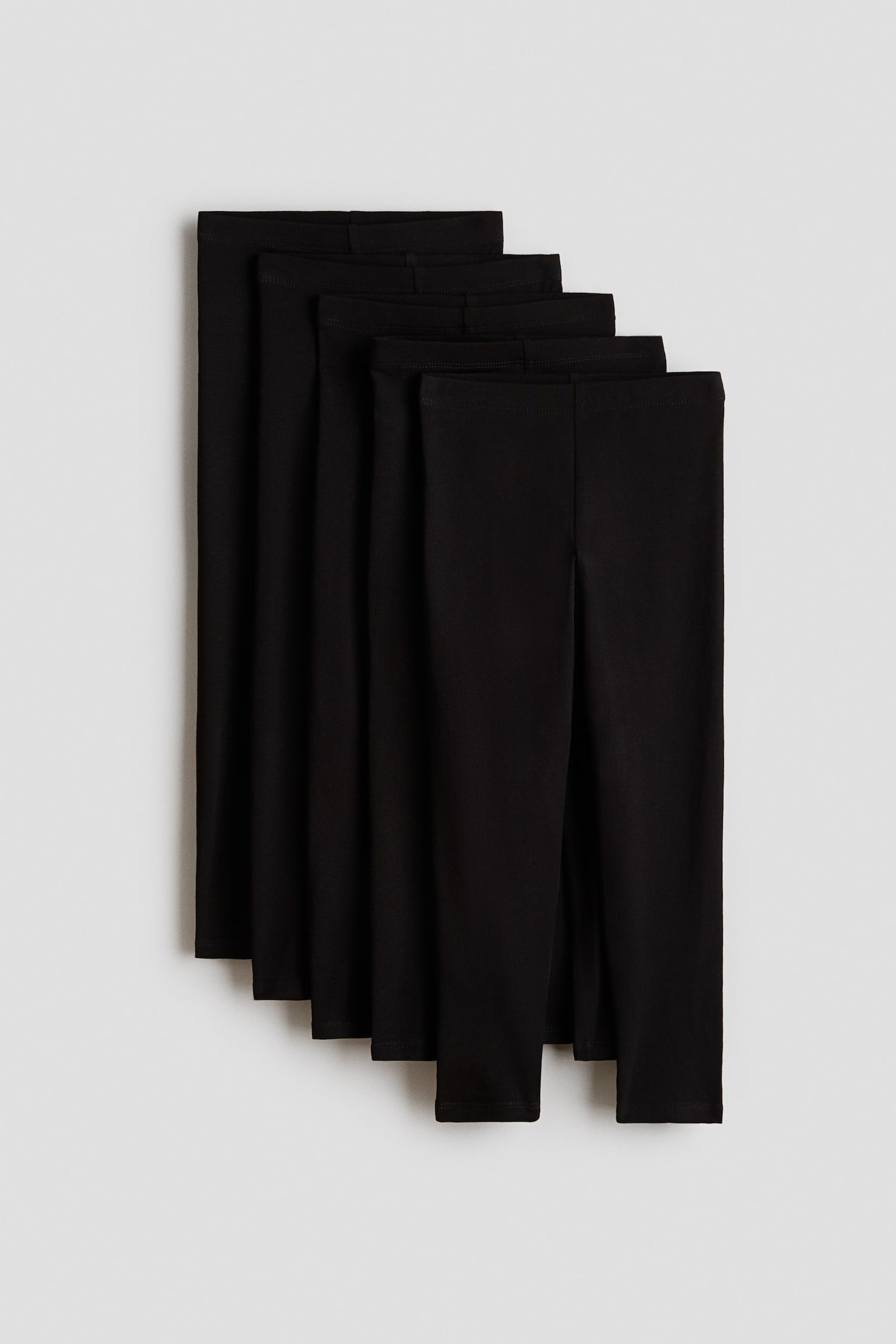 5-pack cotton leggings - Black/Black/Light grey/Pink/Light dusty pink/Plum purple