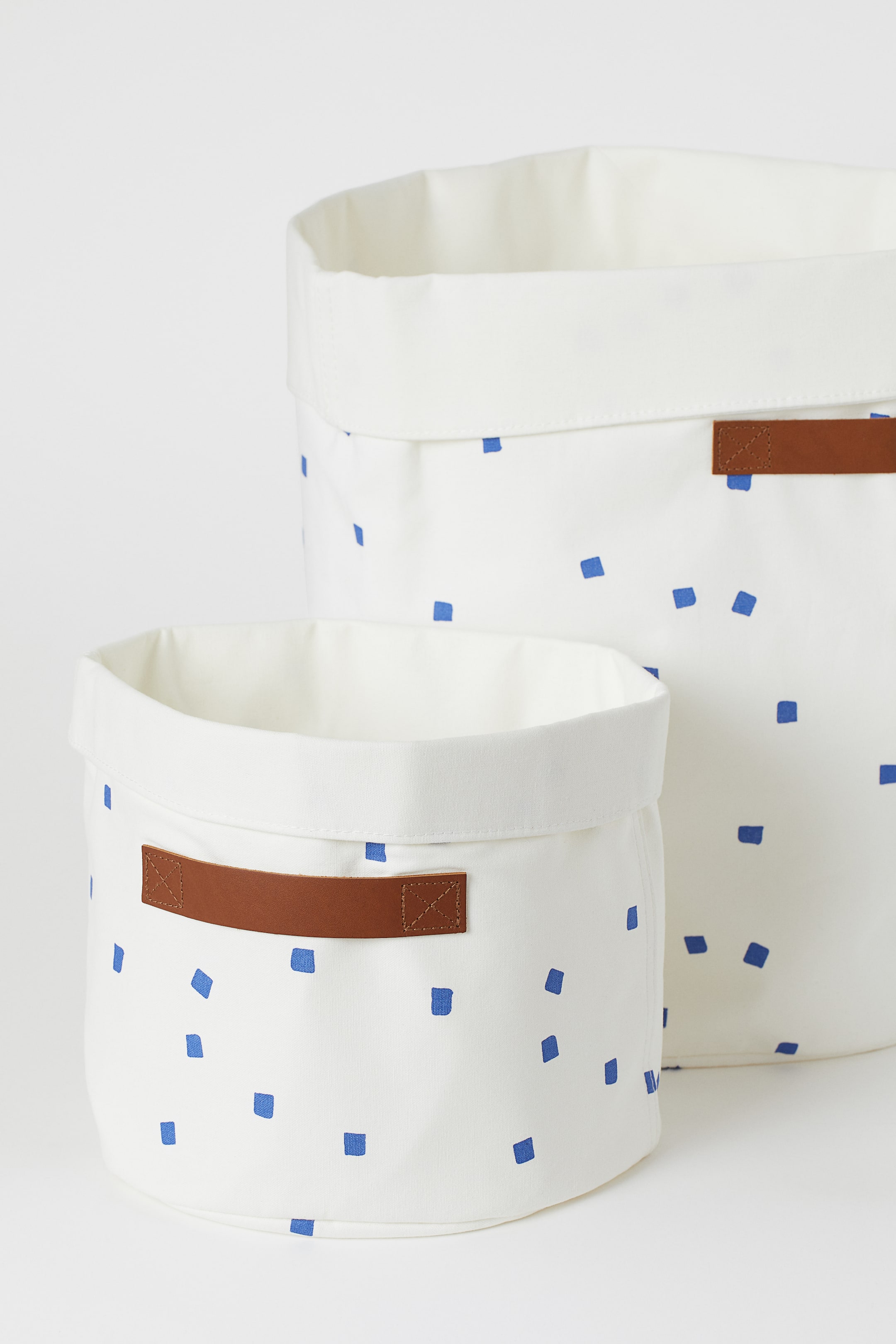 Προβολή μεγαλύτερης εικόνας: Canvas storage basket - White/Blue patterned - Home All | H&M GR 2