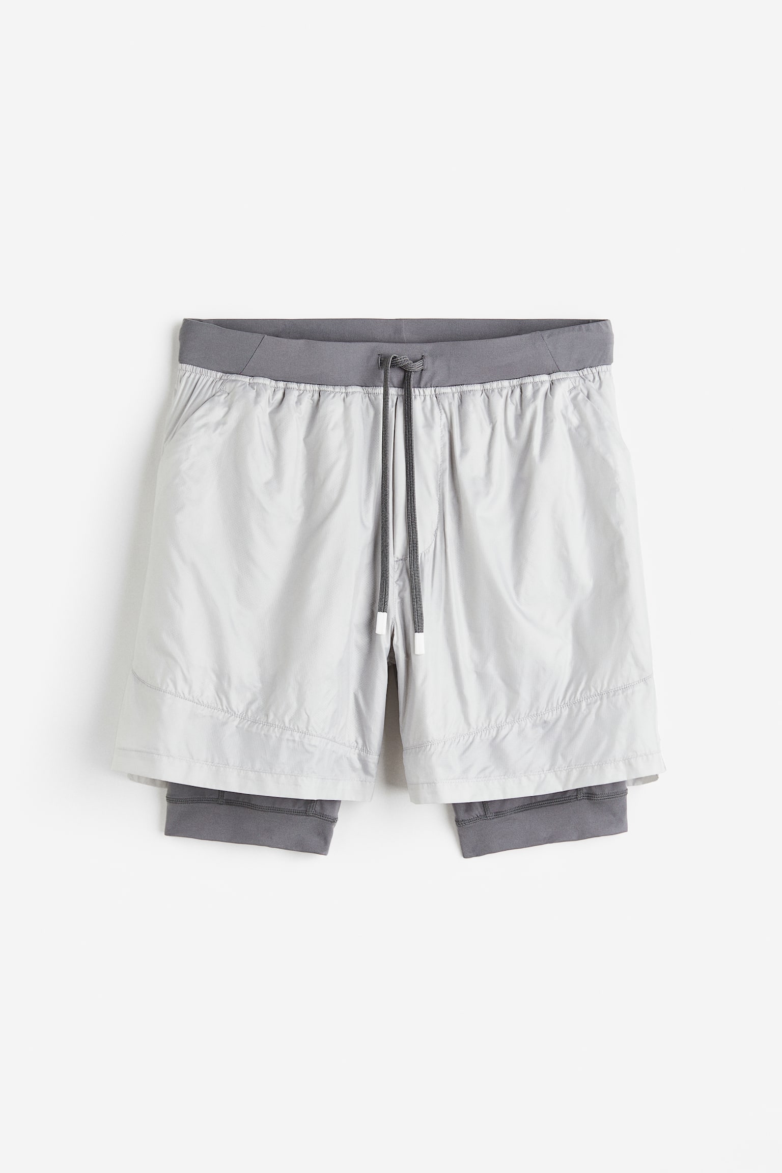 Windproof Double Layer Running Shorts - Light grey/Grey/Black/Sage green/Khaki green - 1