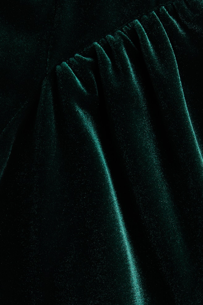 Sleeveless velour dress-Dark green - 3