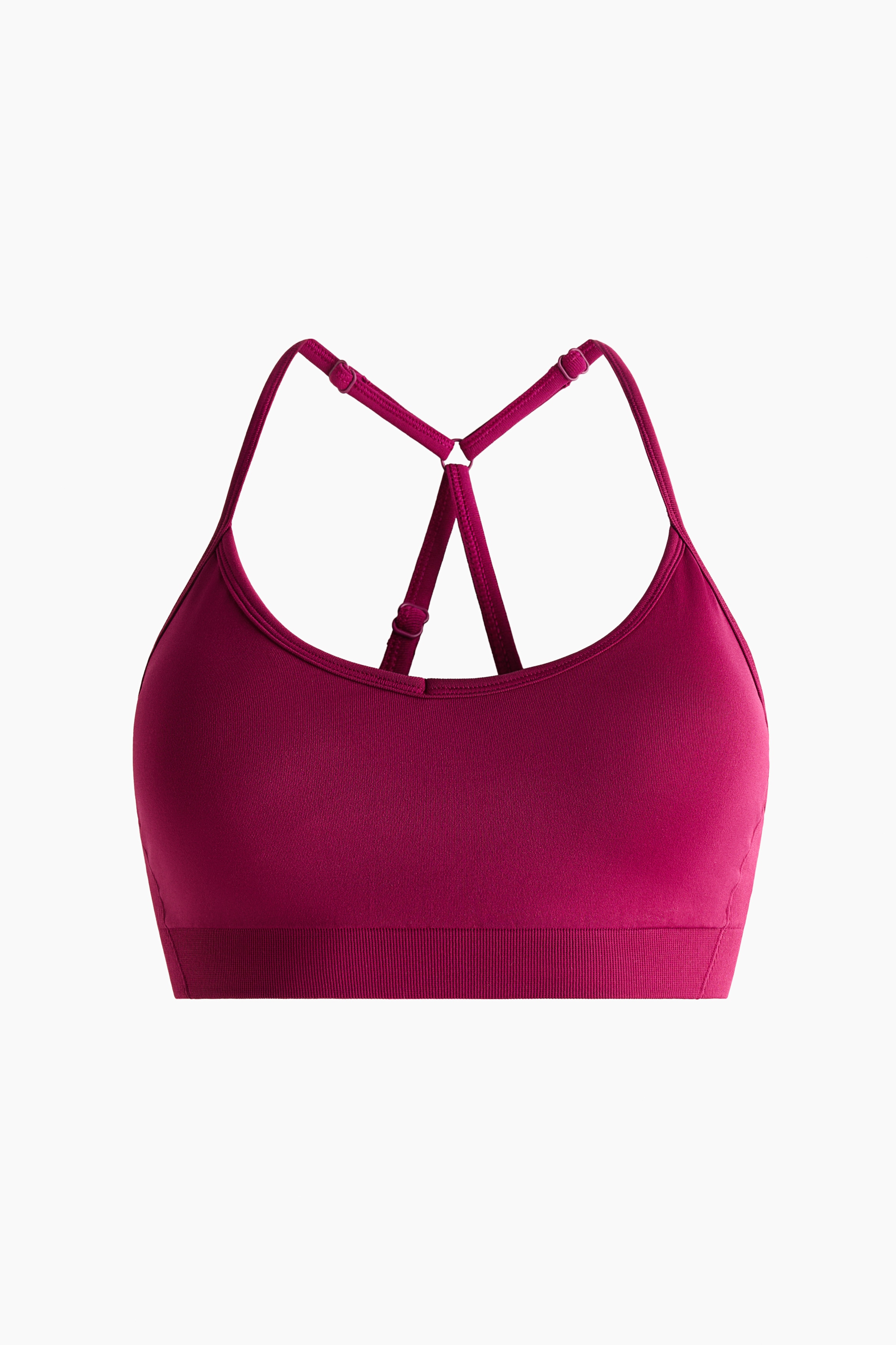 Medium Support Seamless sports bra with DryMove™ - Dark pomegranate/Black/Cobalt blue
