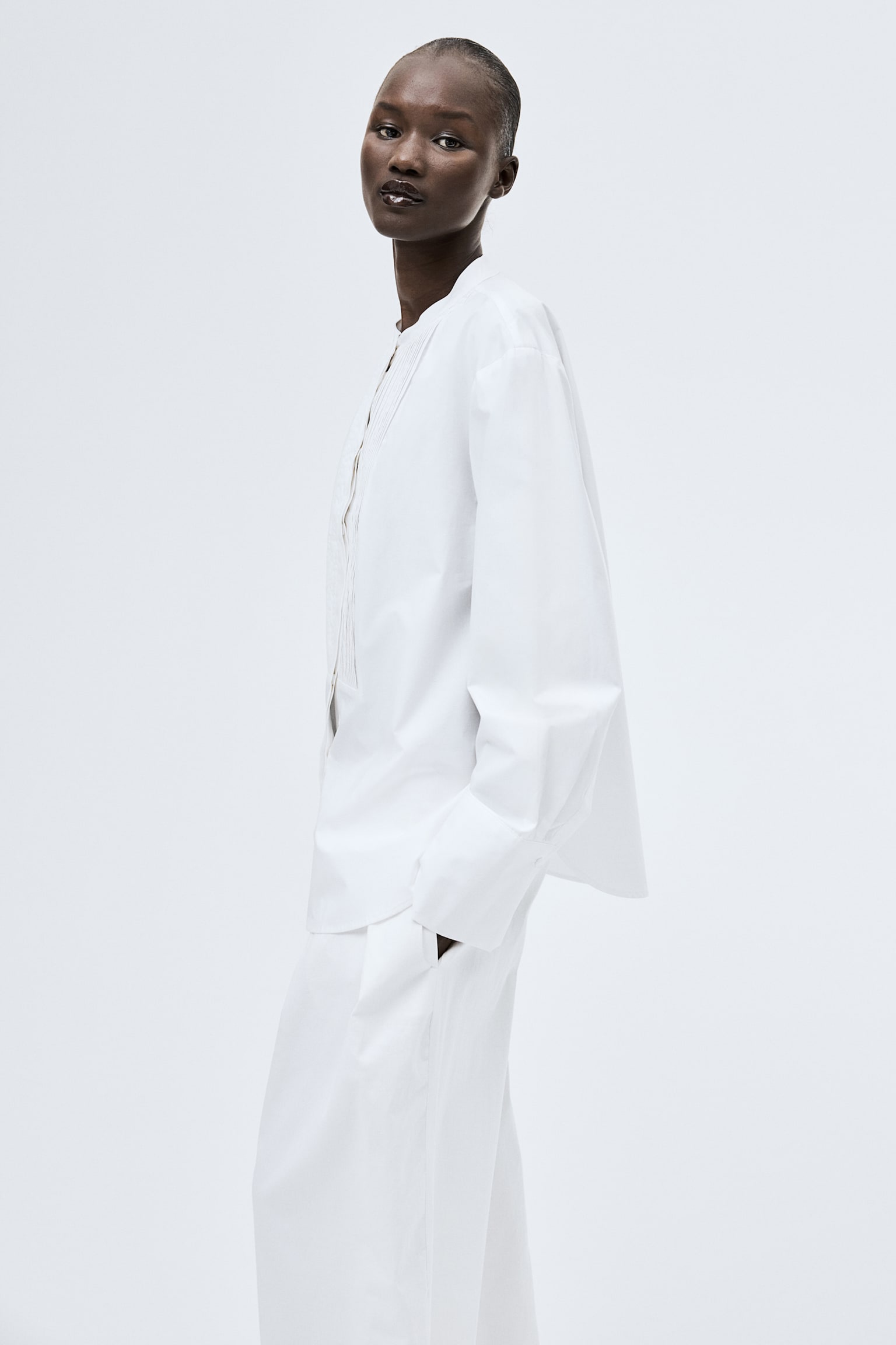 Poplin Tuxedo Shirt - White - 7