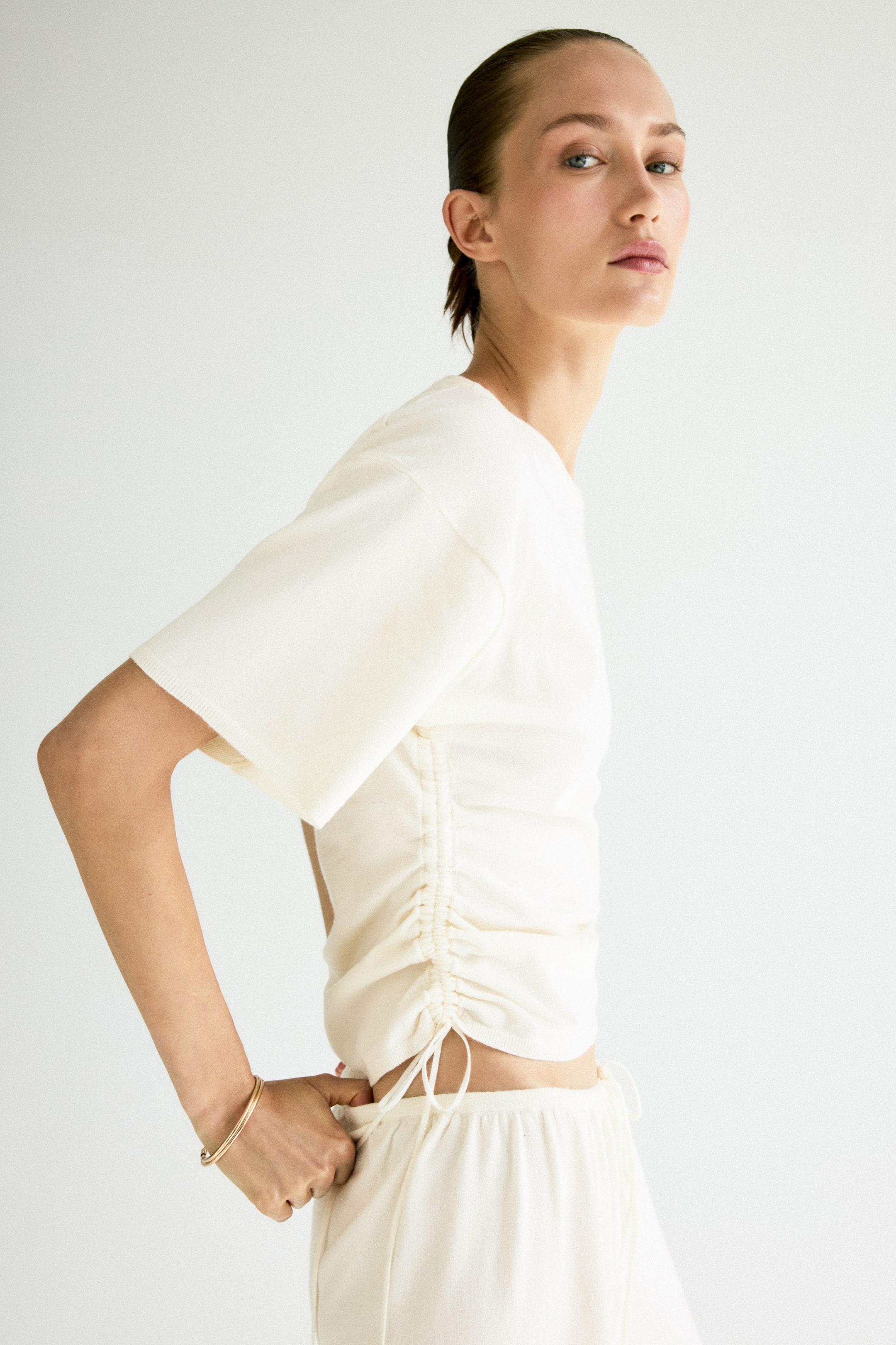 Fine-Knit Drawstring-Detail Top