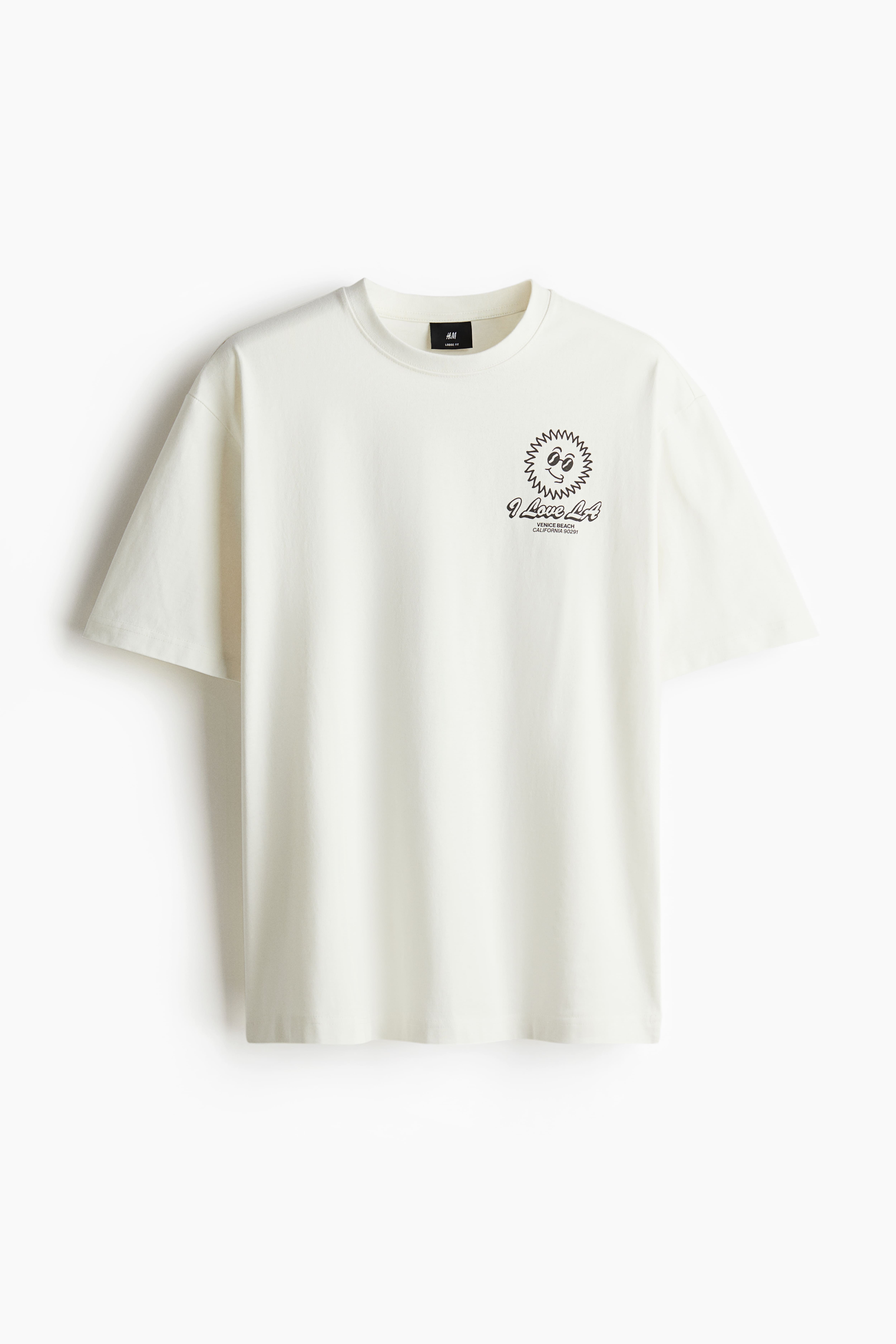 Loose Fit Printed T-shirt - Cream/I Love LA - Men | H&M US