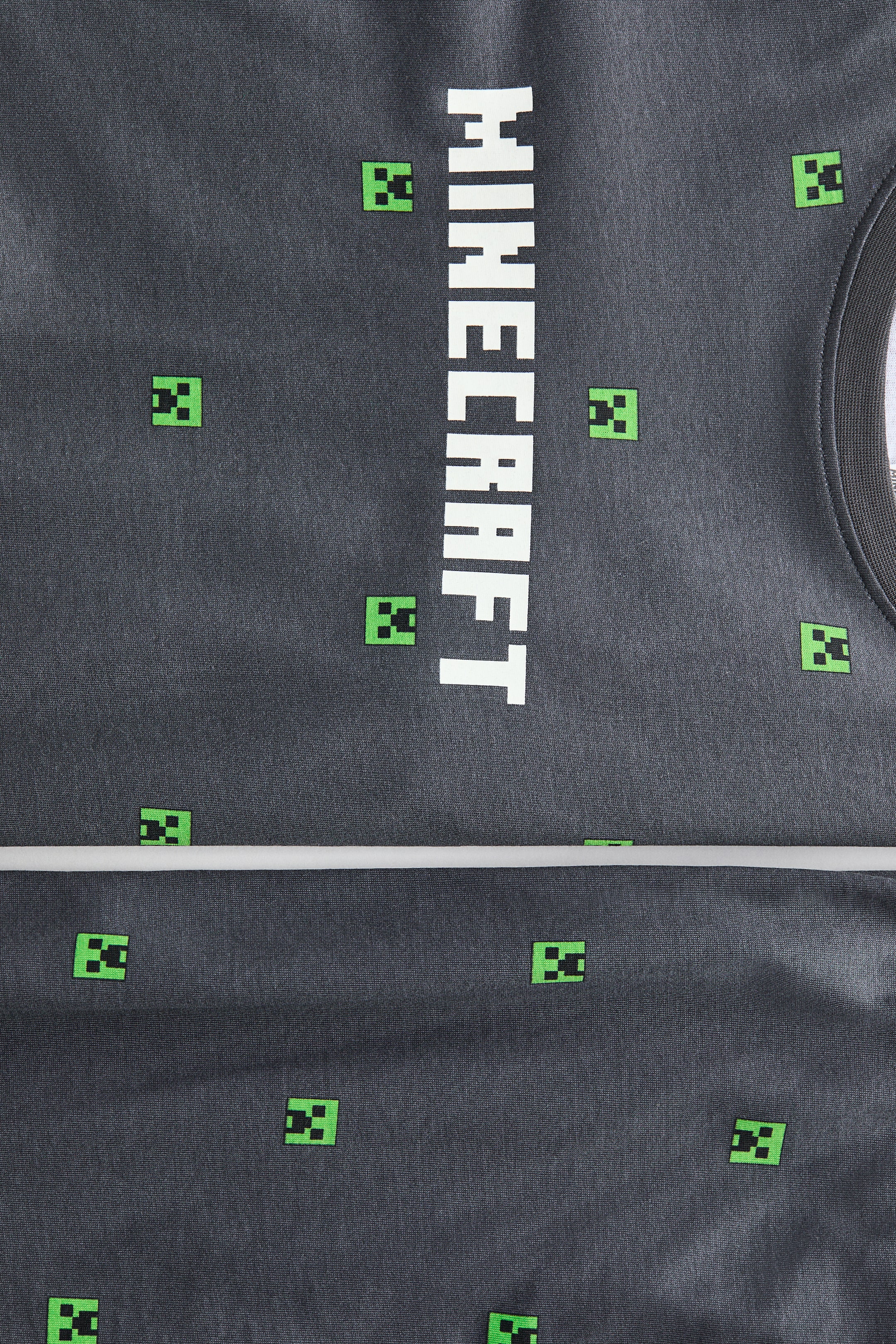 Näytä suurempi kuva: Puuvillatrikoinen painokuvioinen pyjama - Tummanharmaa/Minecraft - Kids | H&M FI 2