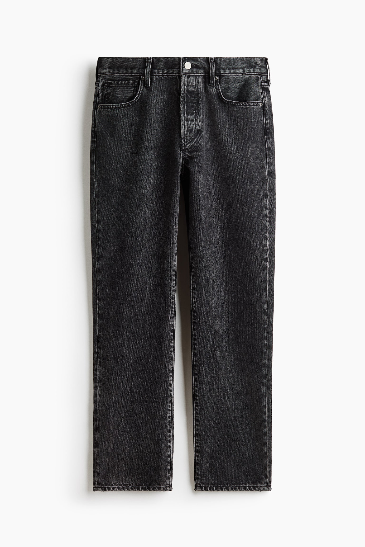 Женские джинсы H&M Straight Regular-Waist, цвет: Тёмный джинсовый серый — фото 1