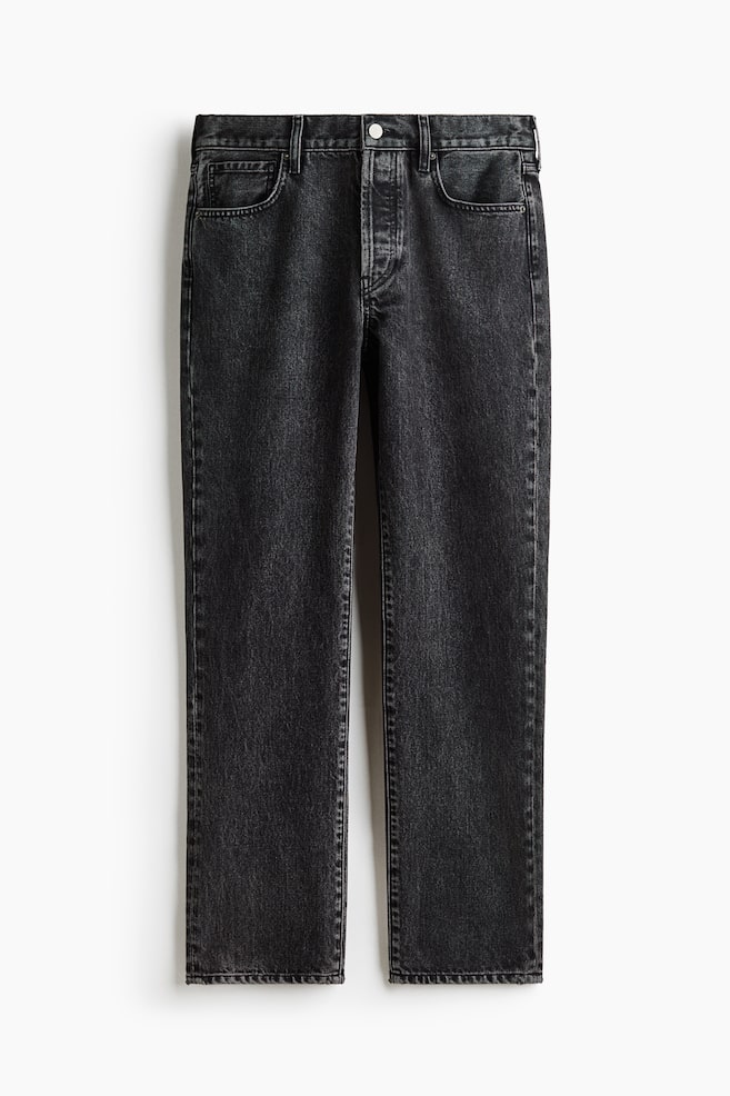 Straight Regular Waist Jeans - Koyu kot grisi/Açık kot mavisi - 1