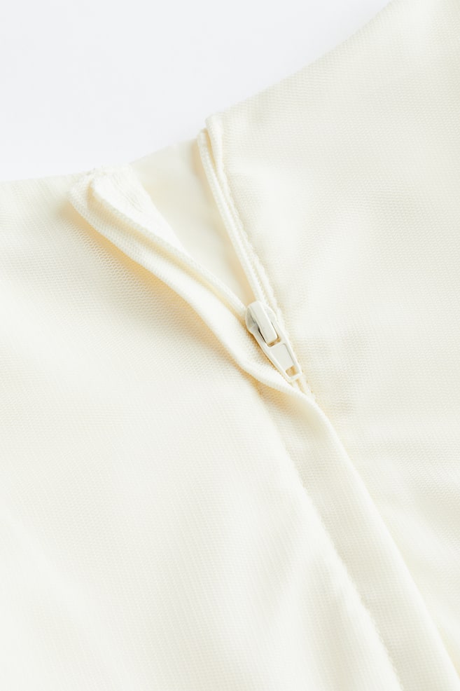 Appliquéd tulle dress - Natural white - 5