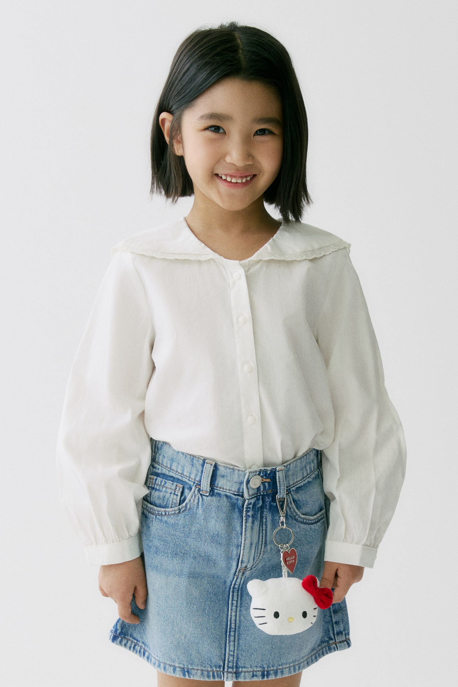 Áo kiểu cotton cổ thuỷ thủ - Màu trắng/Màu xanh dương nhạt - 6