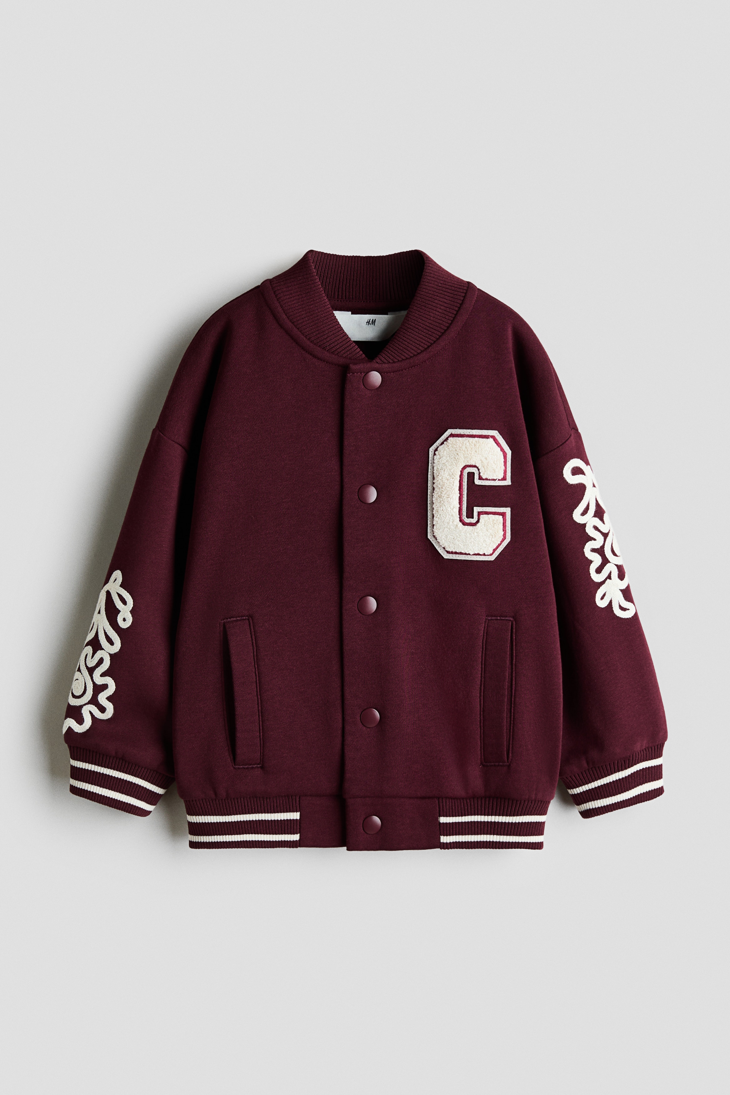 Relaxed-fit baseball jacket - Dark red/C