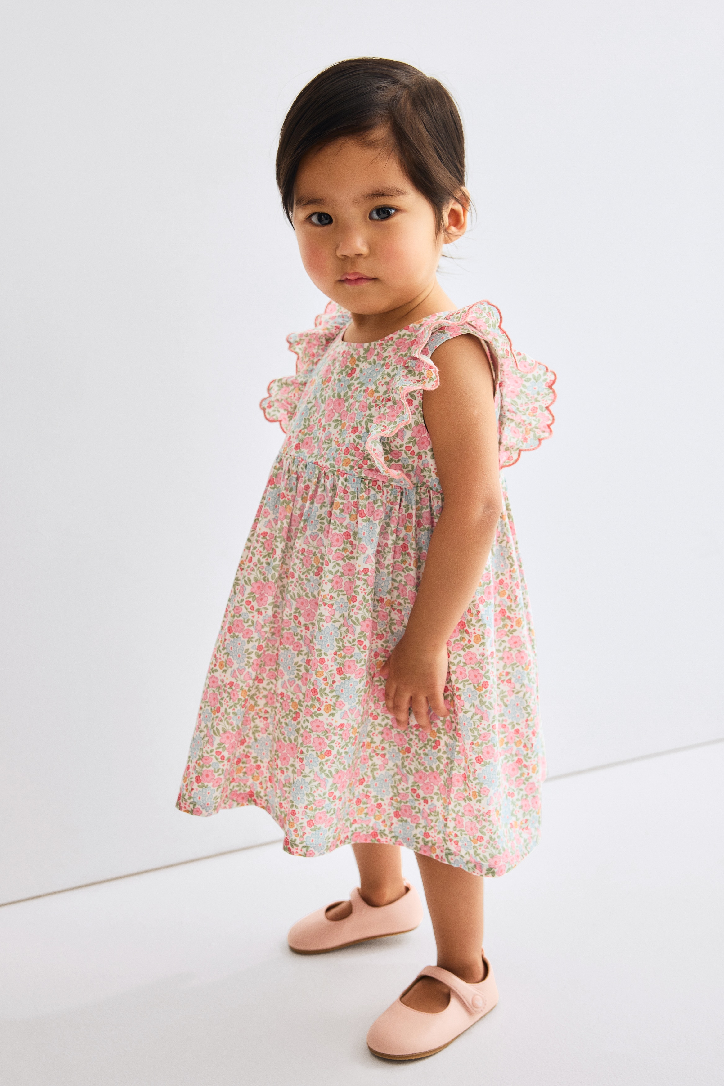 Cotton Dress - Light pink/floral/White/floral