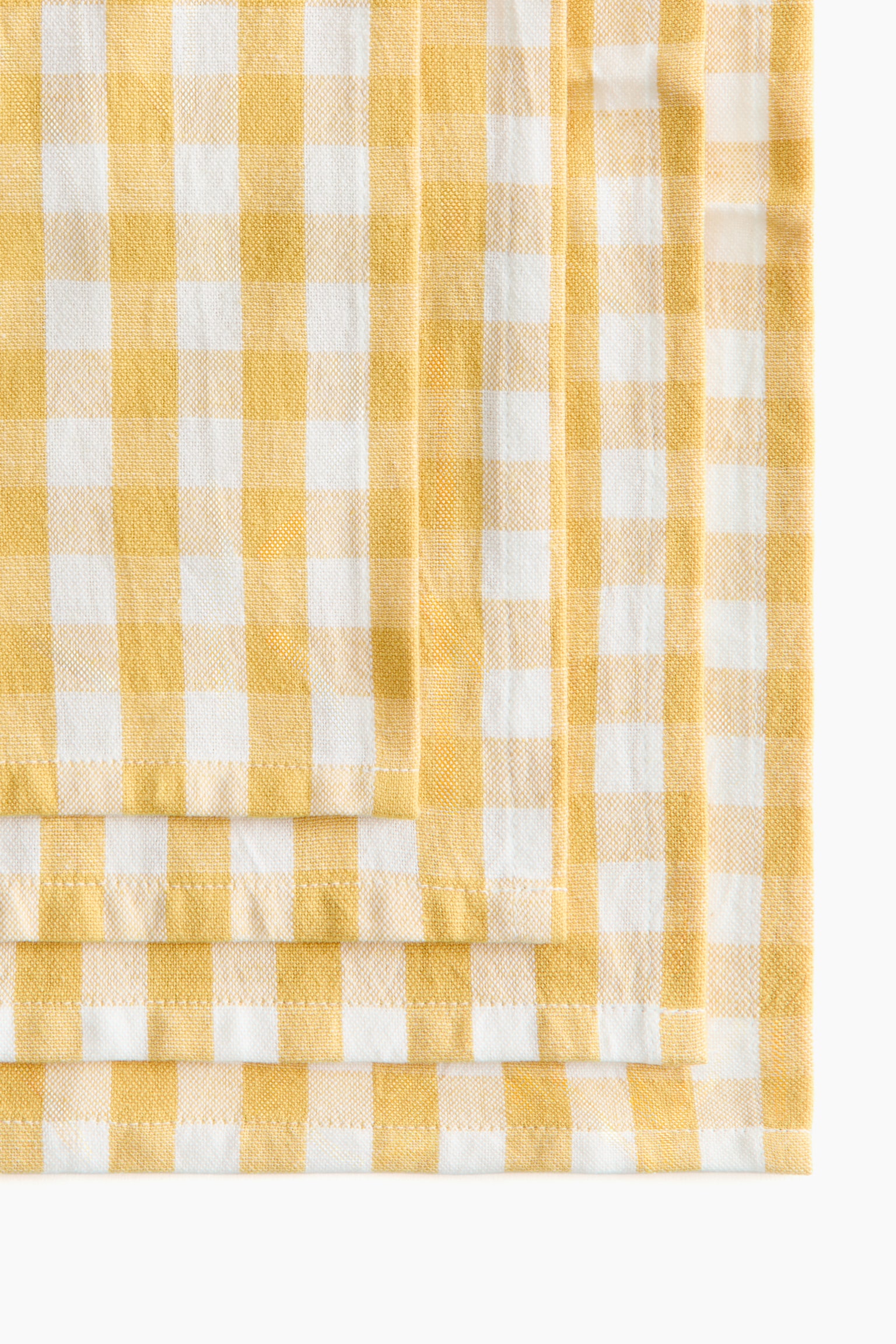4-pack Servilletas de algodón - Amarillo/Cuadros Gingham/Amarillo/Rayado/Terracota/Cuadros Gingham/Terracota/Franjas/Café oscuro/Cuadros Gingham - 4